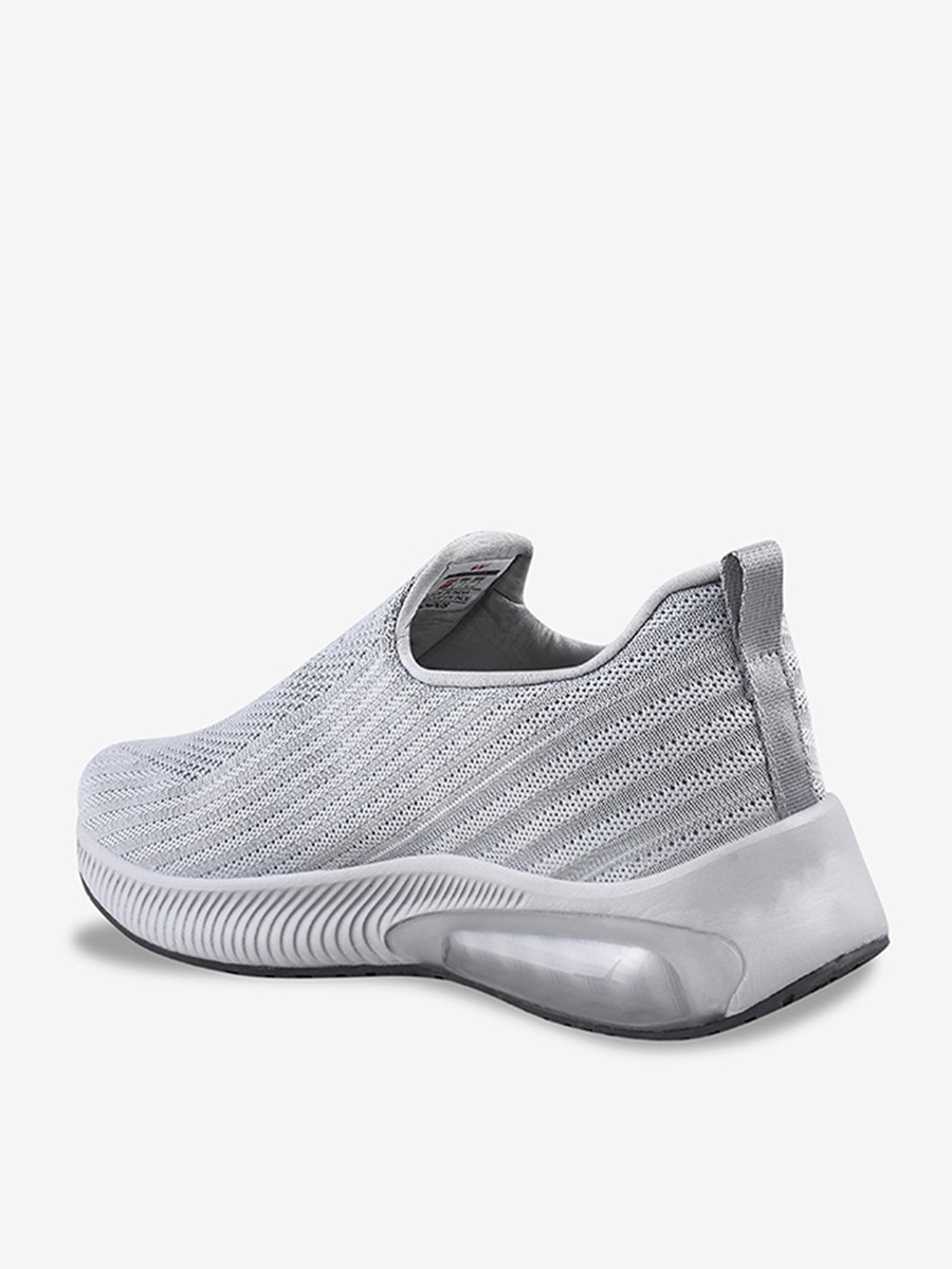 Men Grey Panel Memory Massage Tech Slip-On Walking Shoes