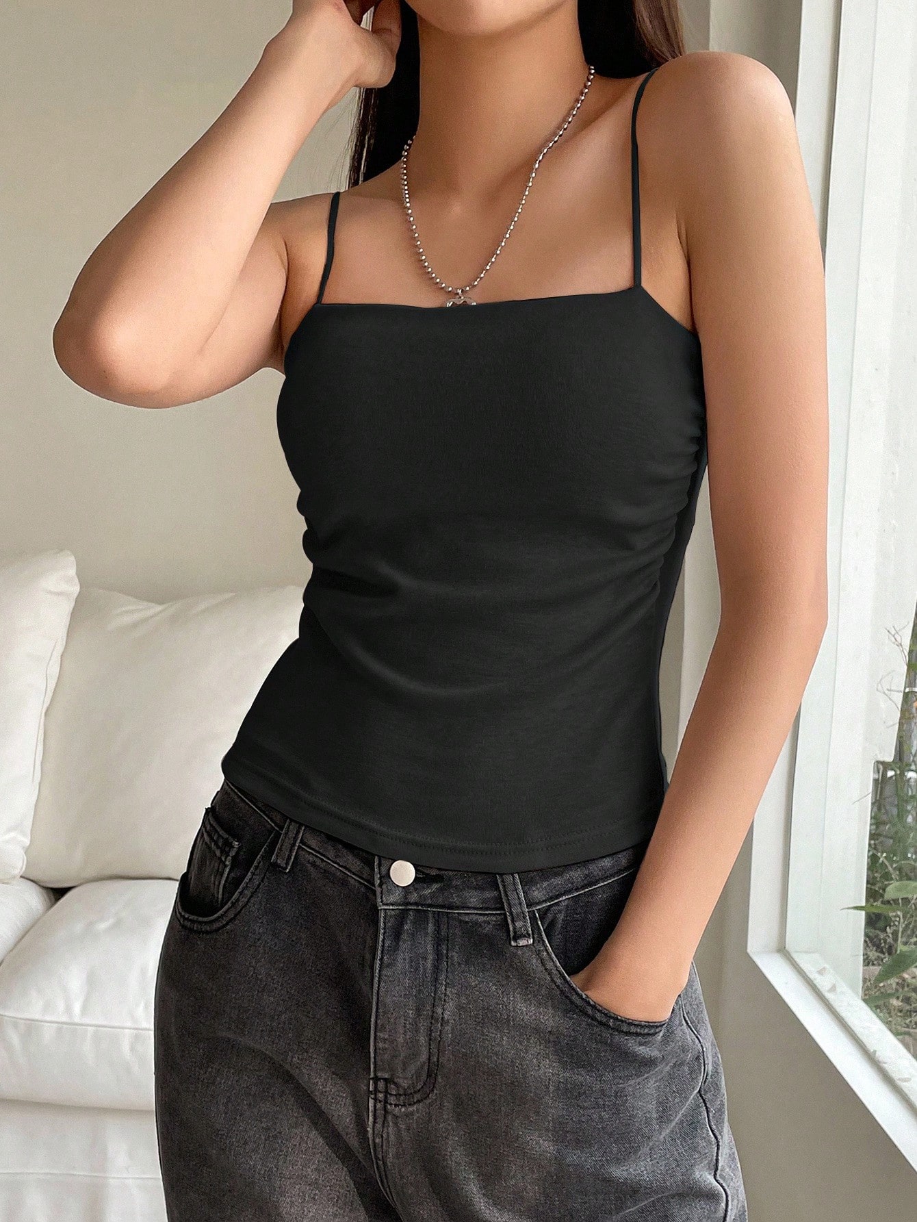 Black Sleeveless Cami Top