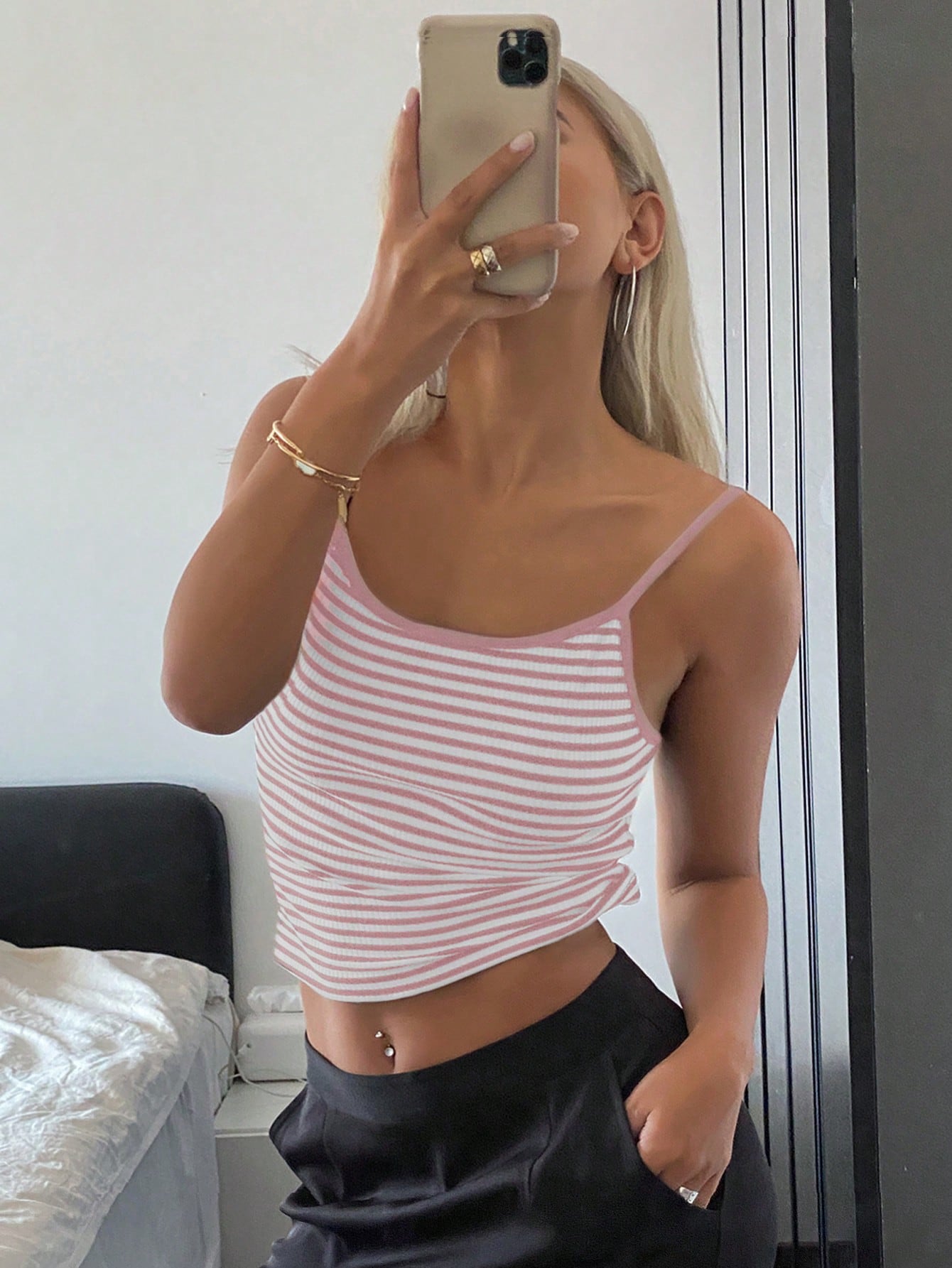 Striped Ribbed Cami Top