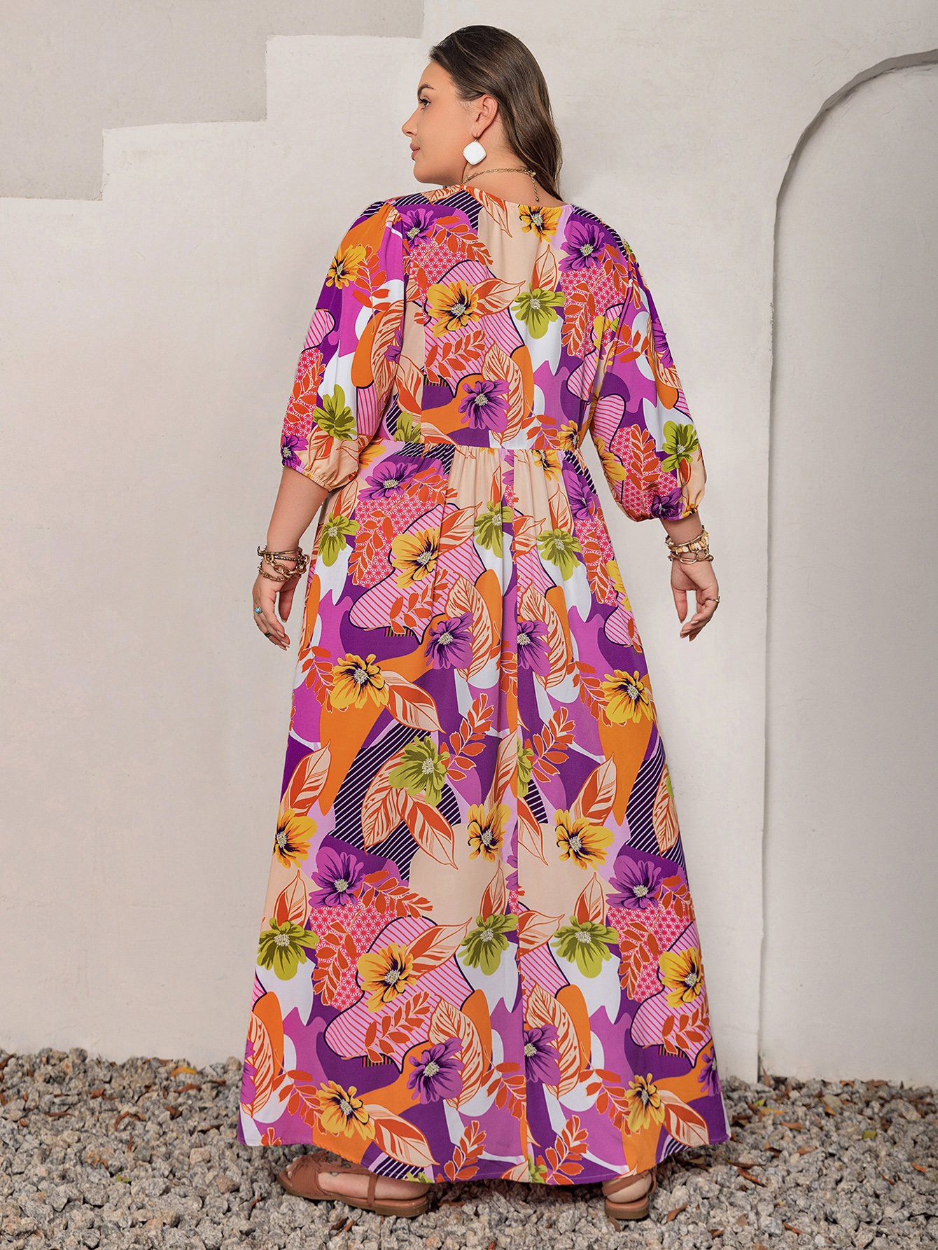 Floral A-Line Maxi Dress for Plus Size Women