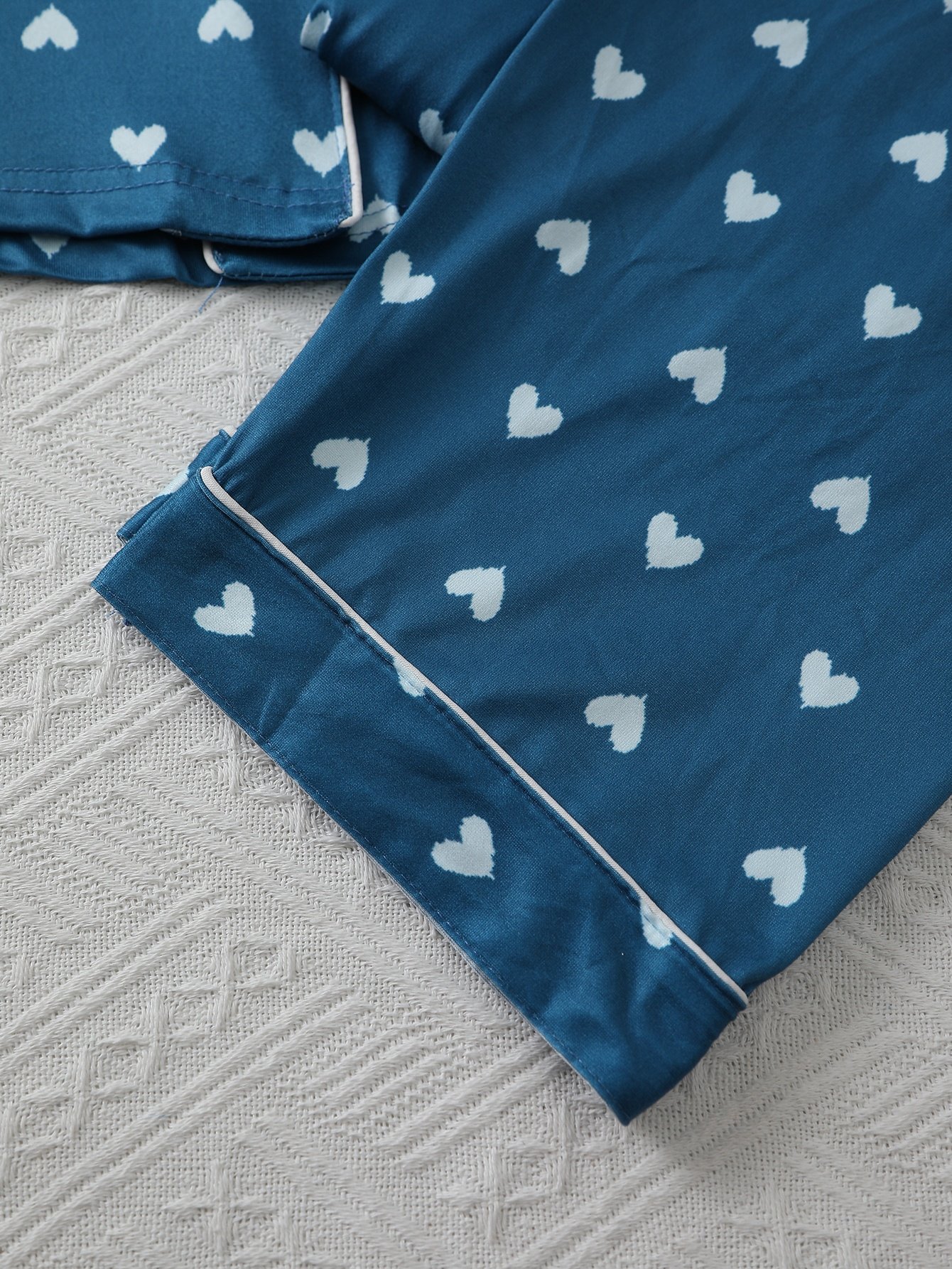 Blue Heart Print Long Sleeve Shirt and Pants Pyjama set