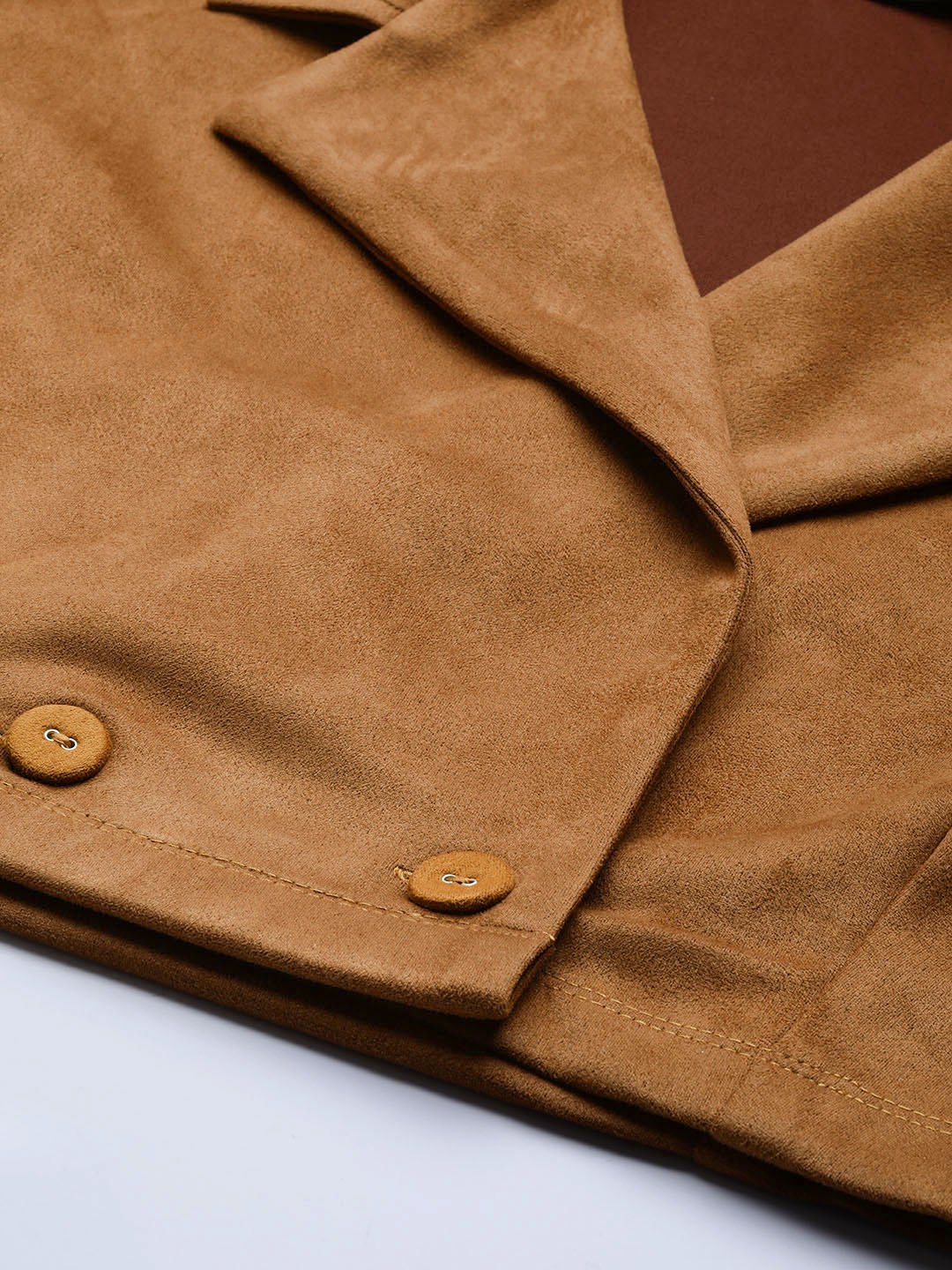 Brown Cropped Button-Front Blazer