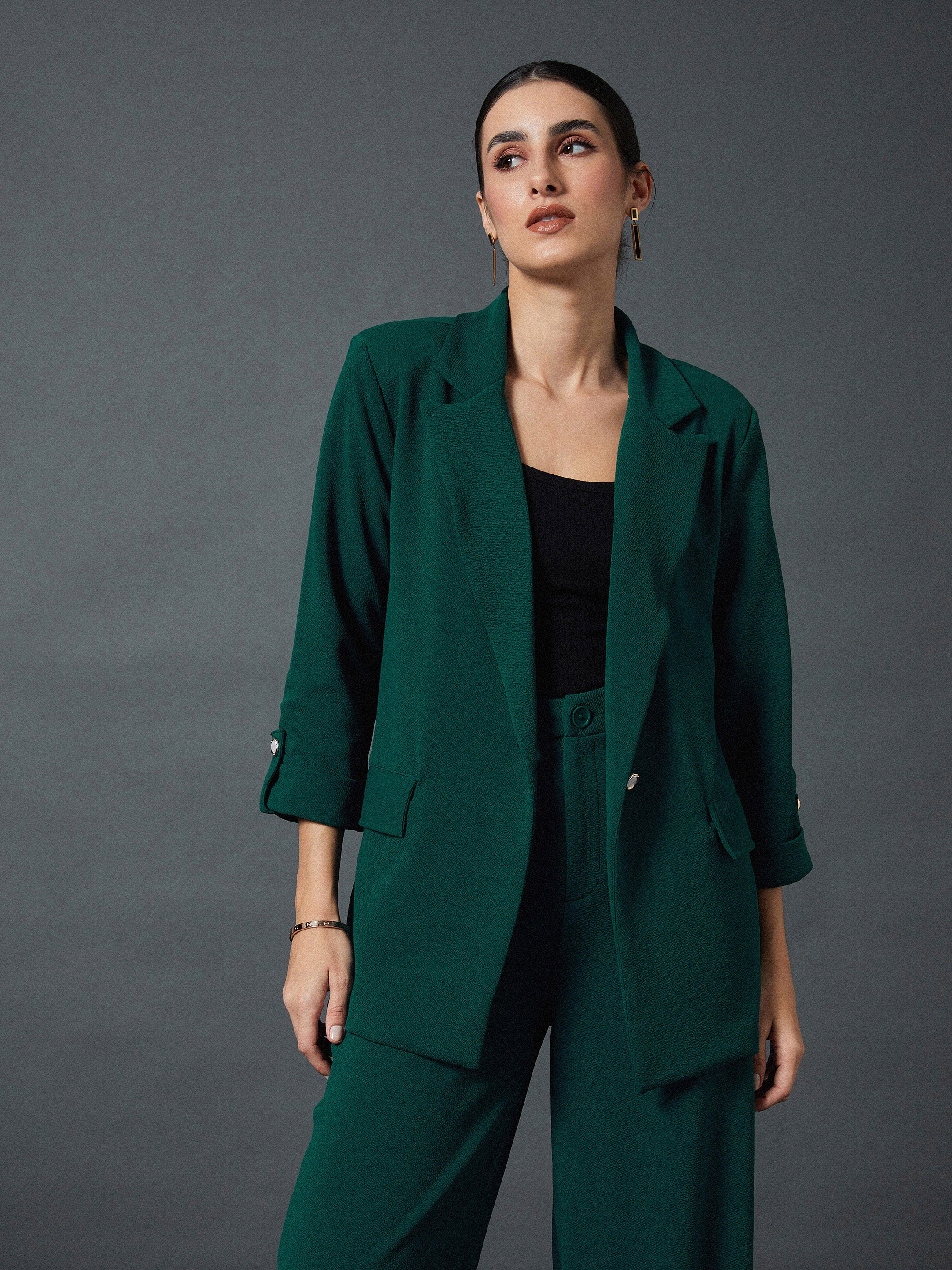 Forest Green Buttoned Blazer