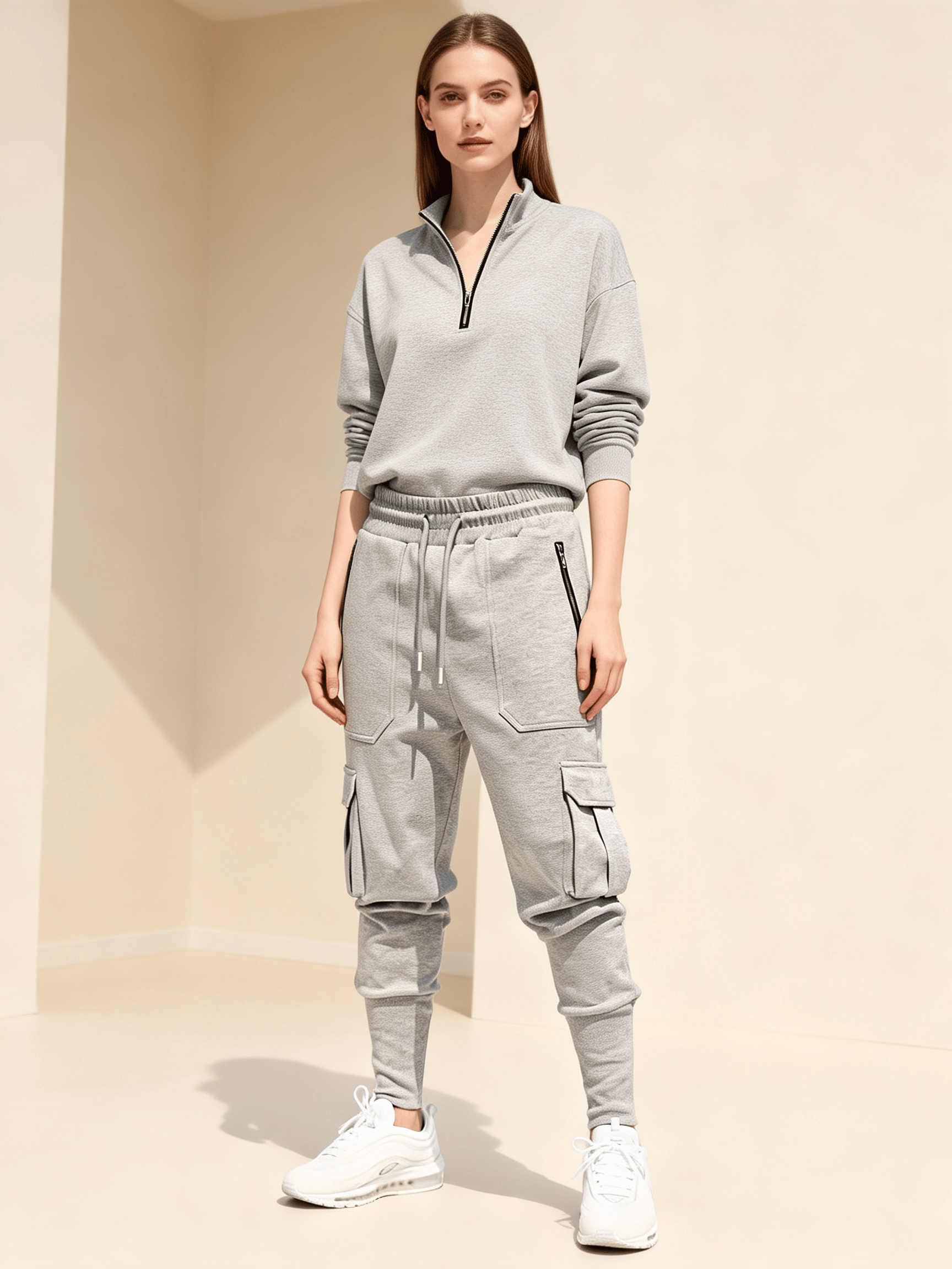 Silver Grey Cargo Jogger Fit Pants