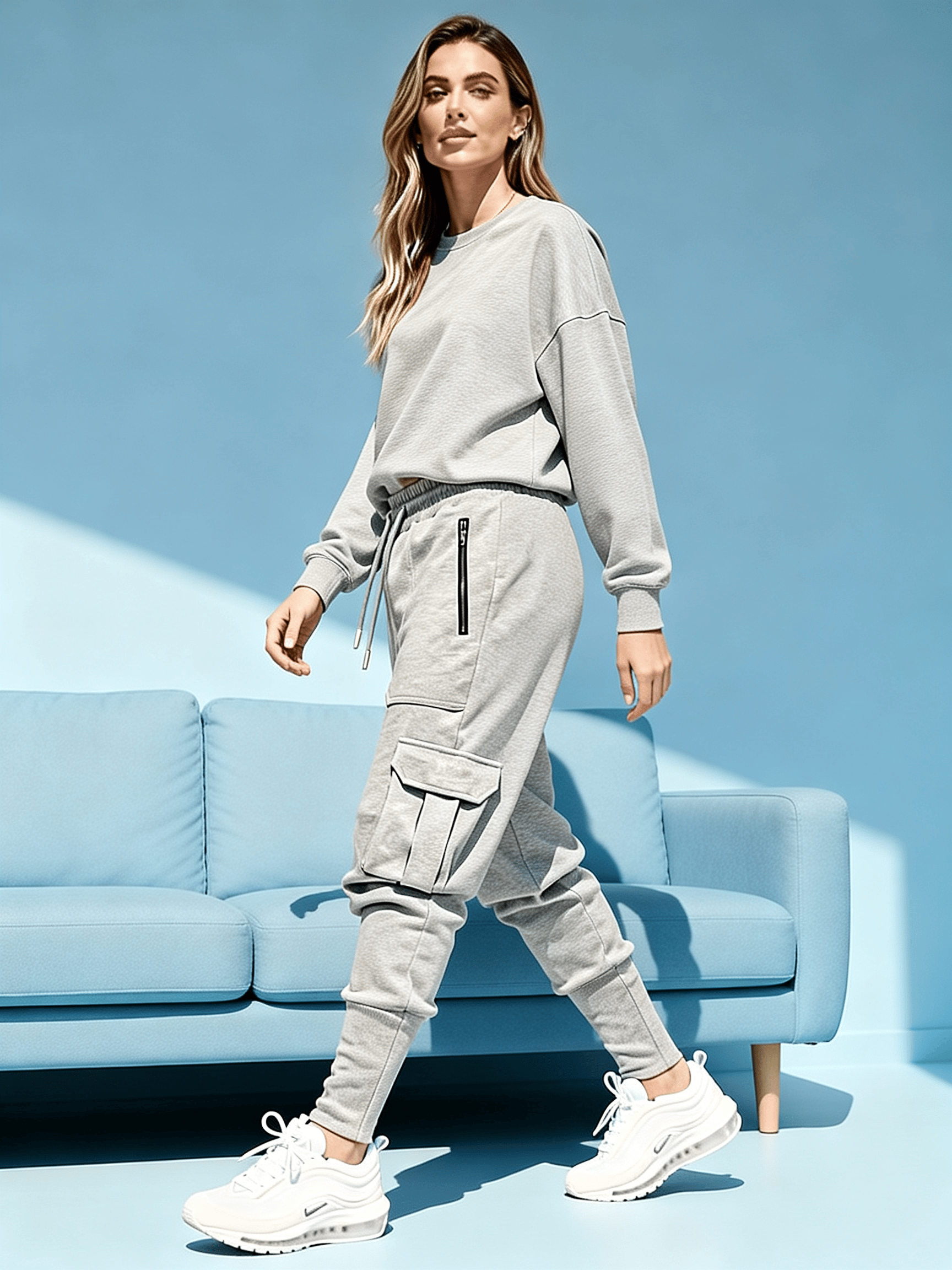 Silver Grey Cargo Jogger Fit Pants