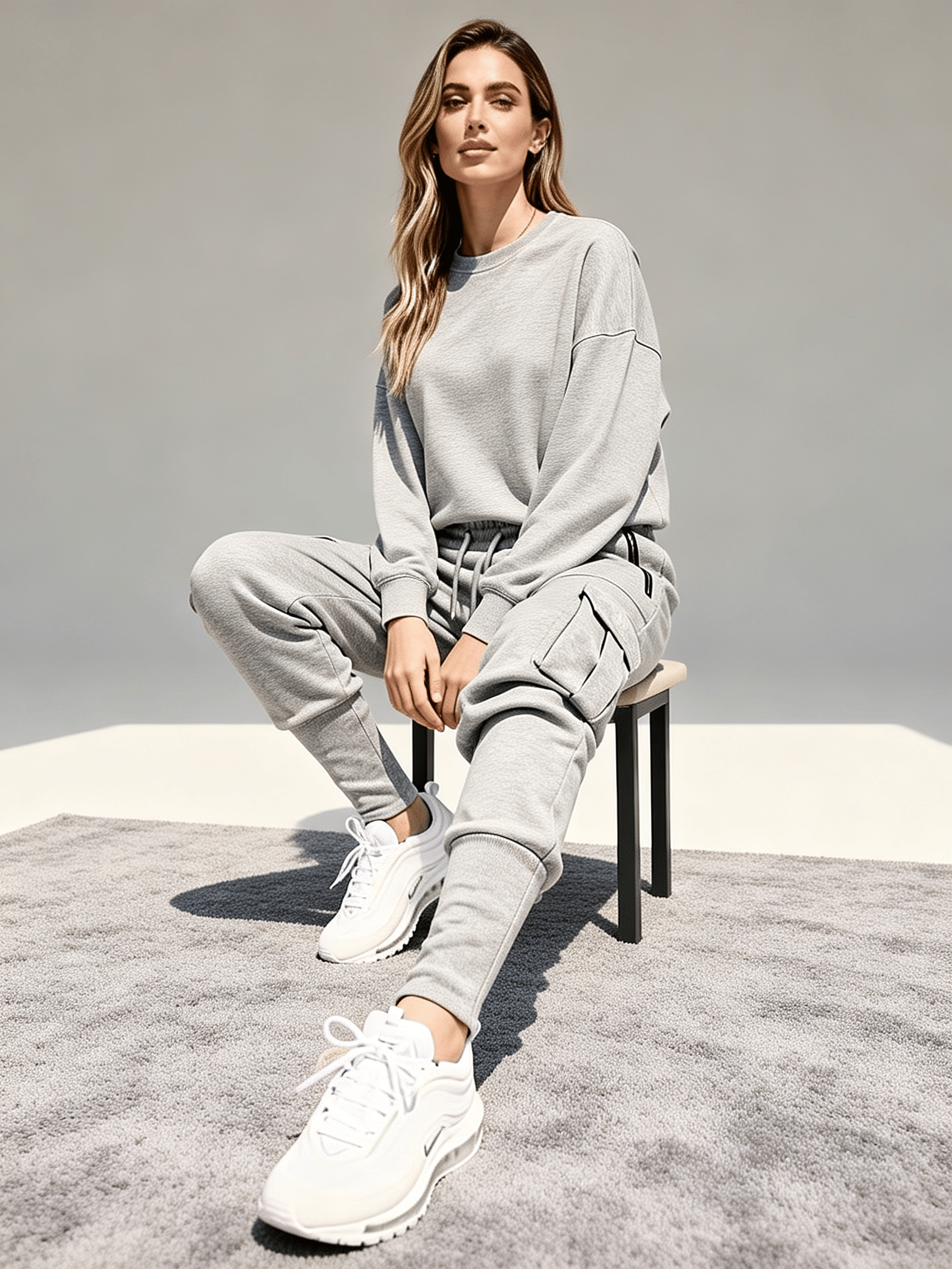 Silver Grey Cargo Jogger Fit Pants