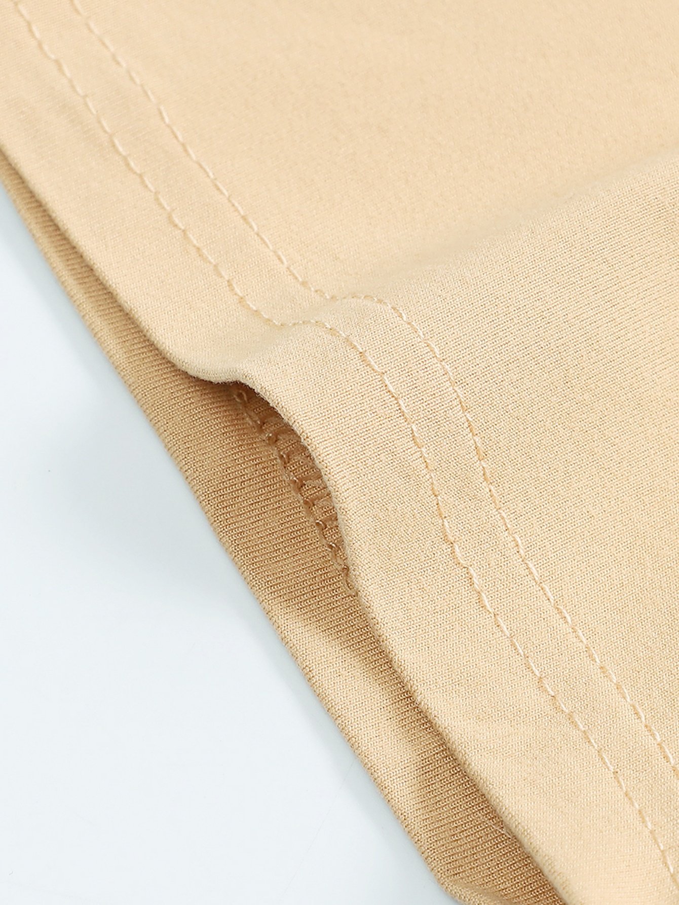 Beige High-Neck Short-Sleeve Regular Fit T-Shirt