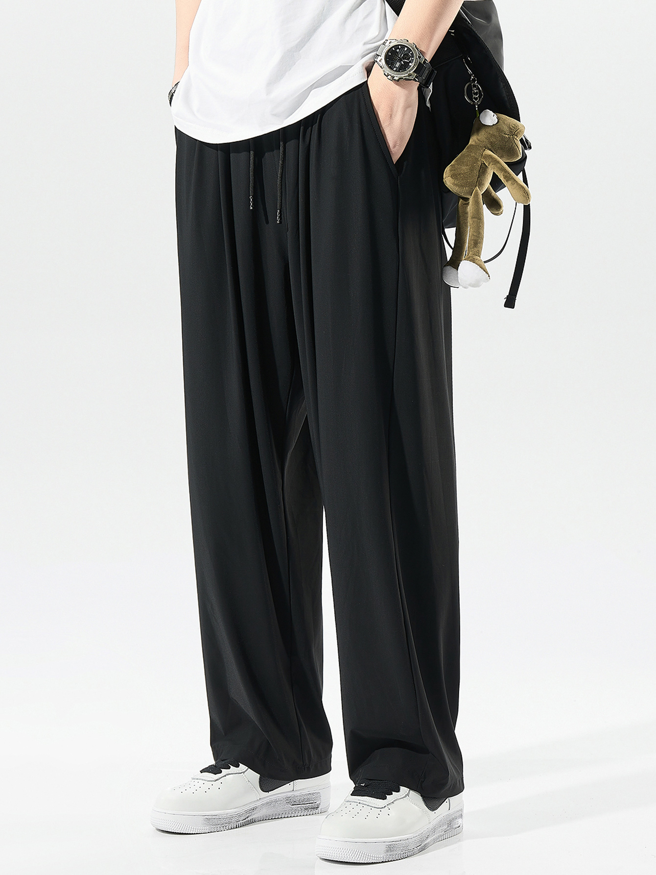 Black Straight Leg Knitted Trousers