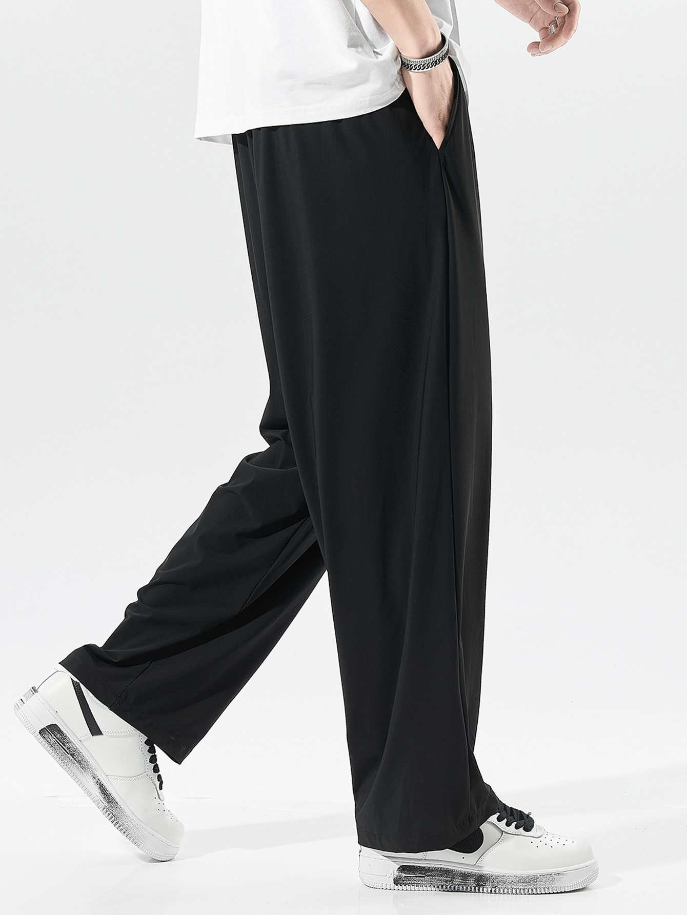 Black Straight Leg Knitted Trousers