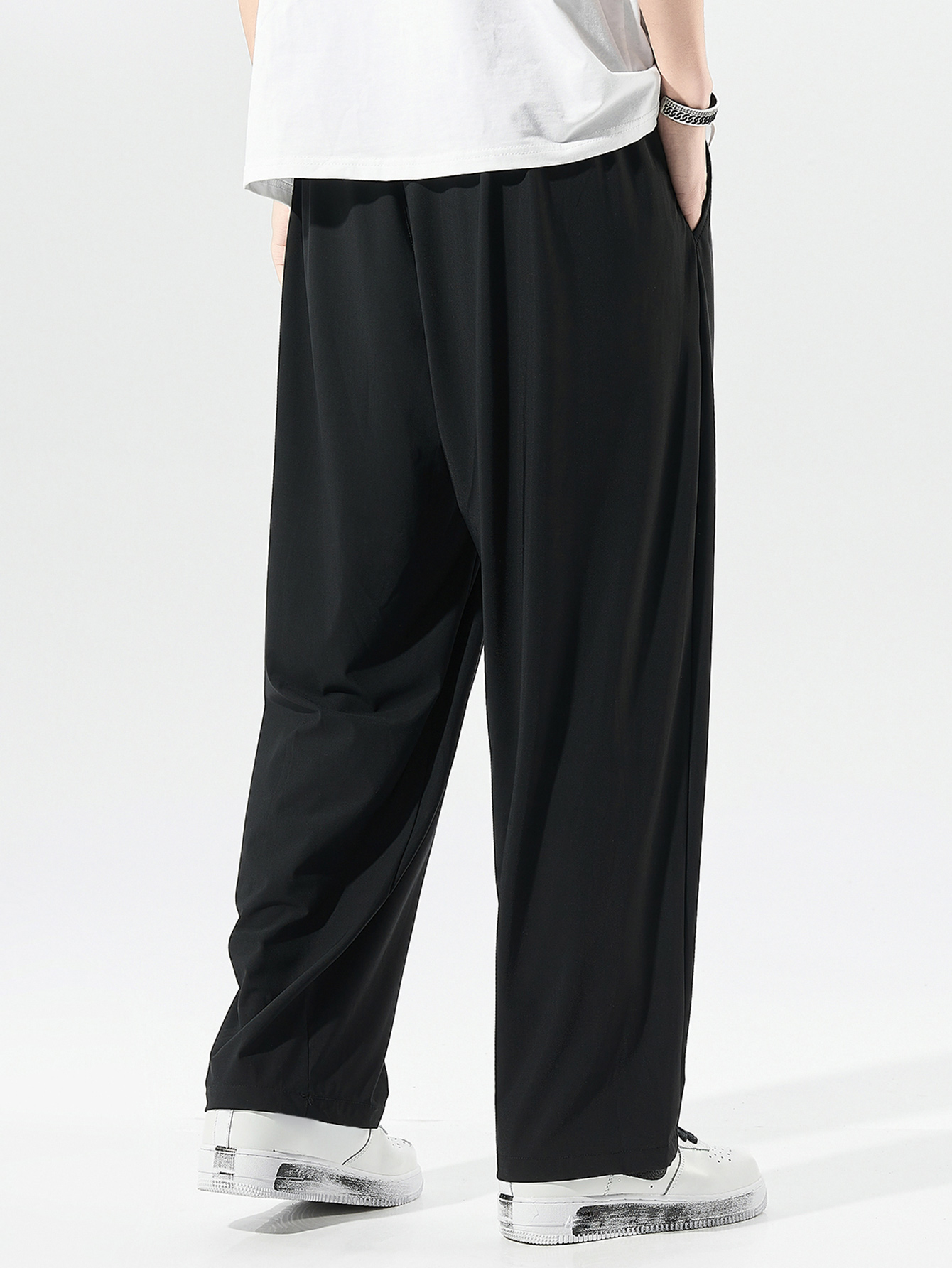 Black Straight Leg Knitted Trousers