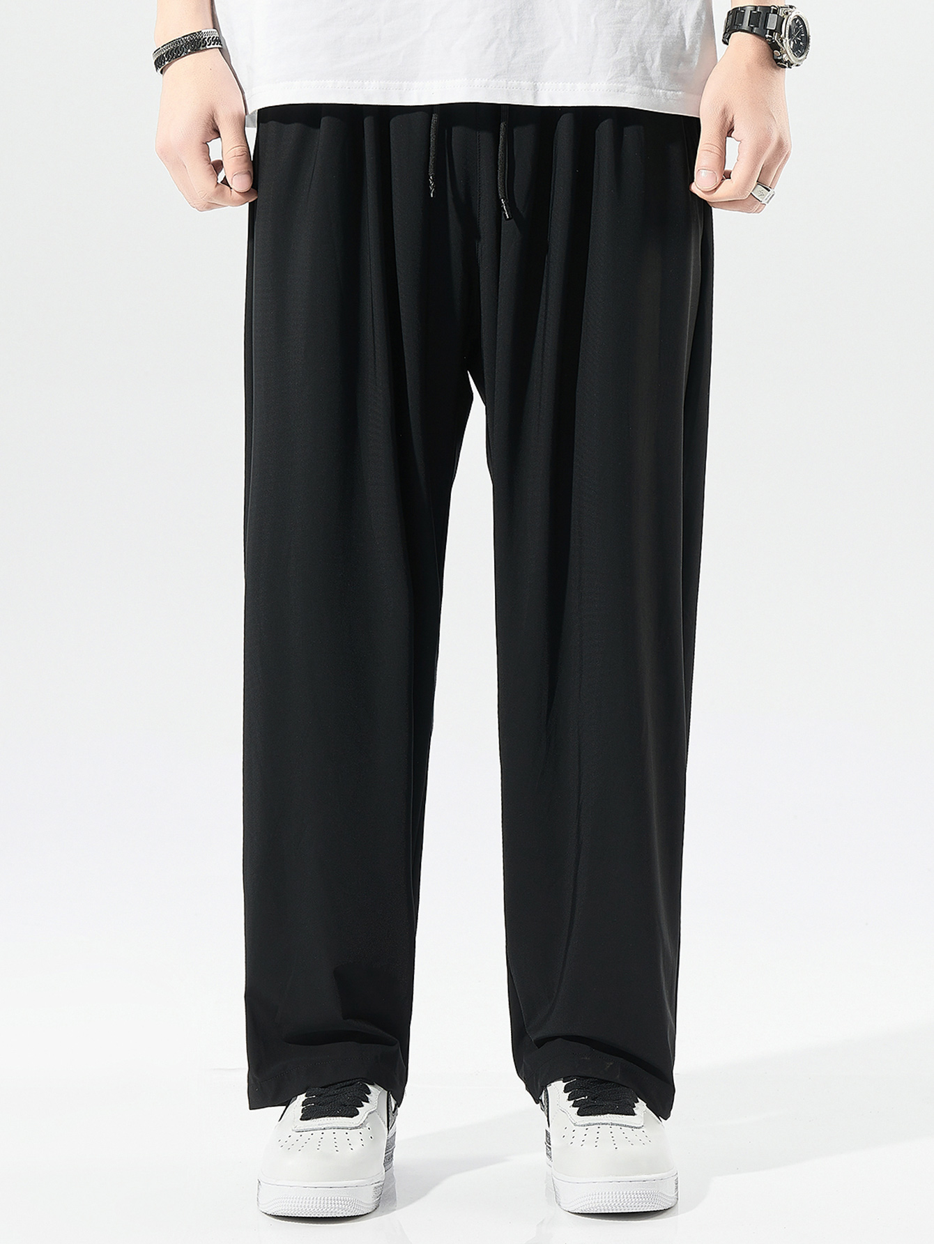 Black Straight Leg Knitted Trousers