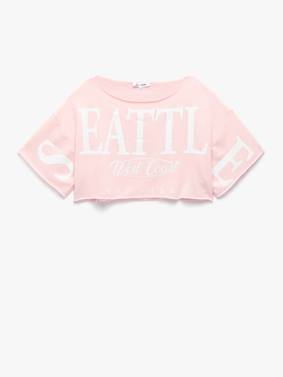 Printed Short Sleeves Crop T-Shirt