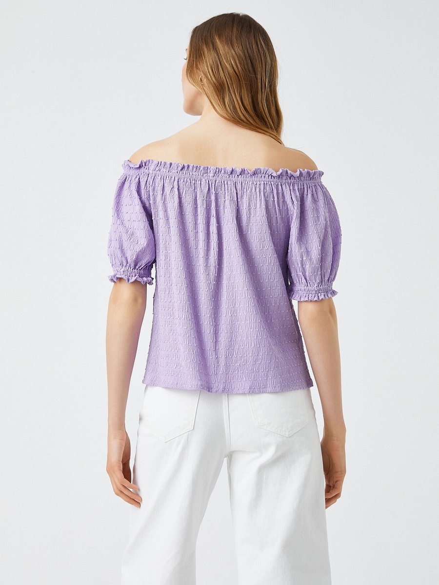 Off-Shoulder Blouse with Short Puff Sleeves
