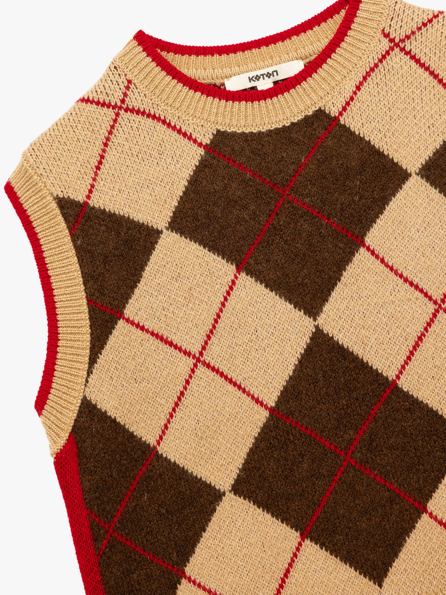 Argyle Knit Sweater Vest