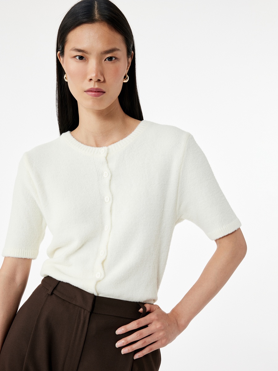 Solid Short Sleeves Knit Cardigan