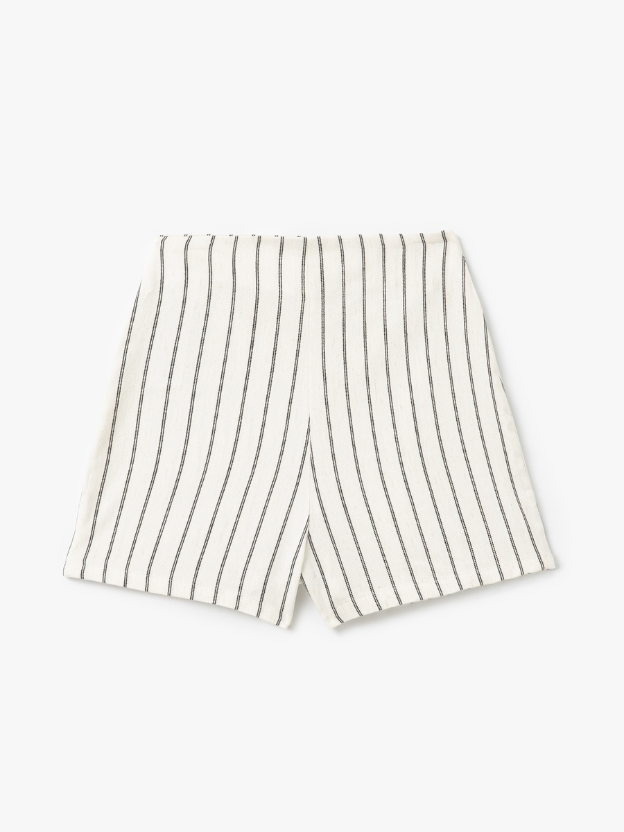 Striped Linen Blend Tie Detail Skort
