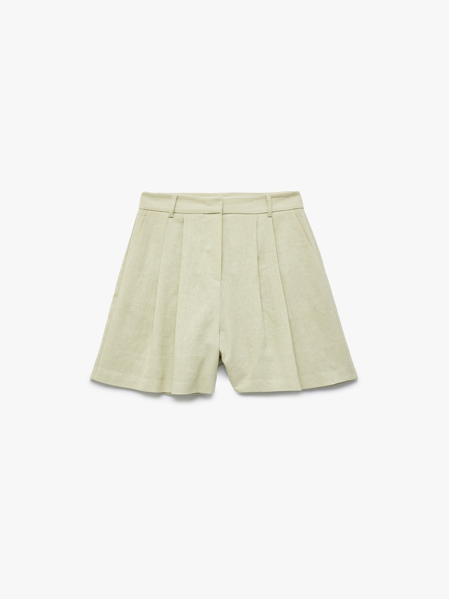 Pleated Linen Shorts