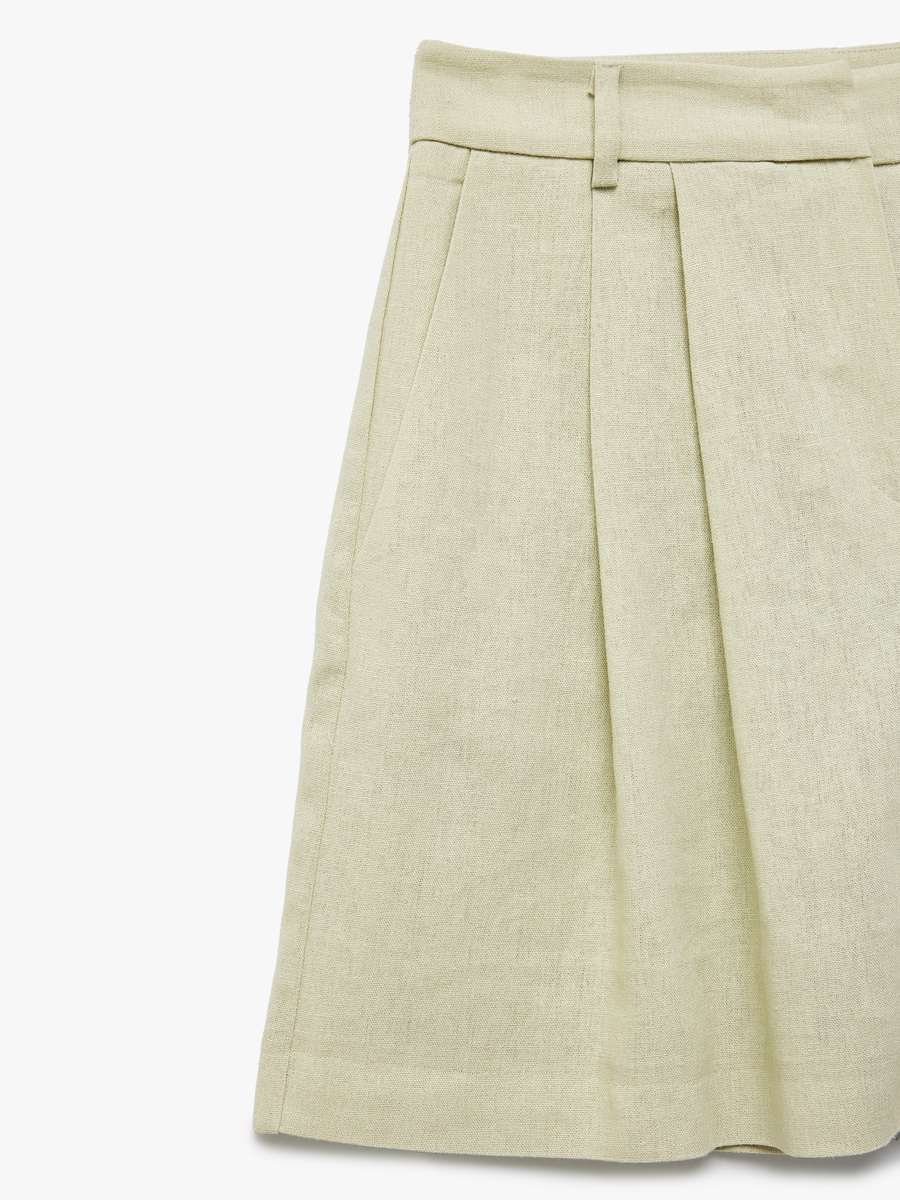 Pleated Linen Shorts