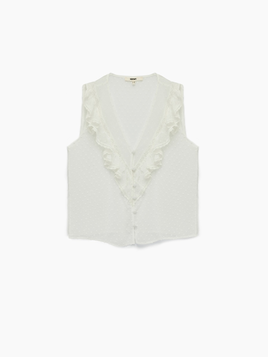 Ruffled Sleeveless Chiffon Shirt