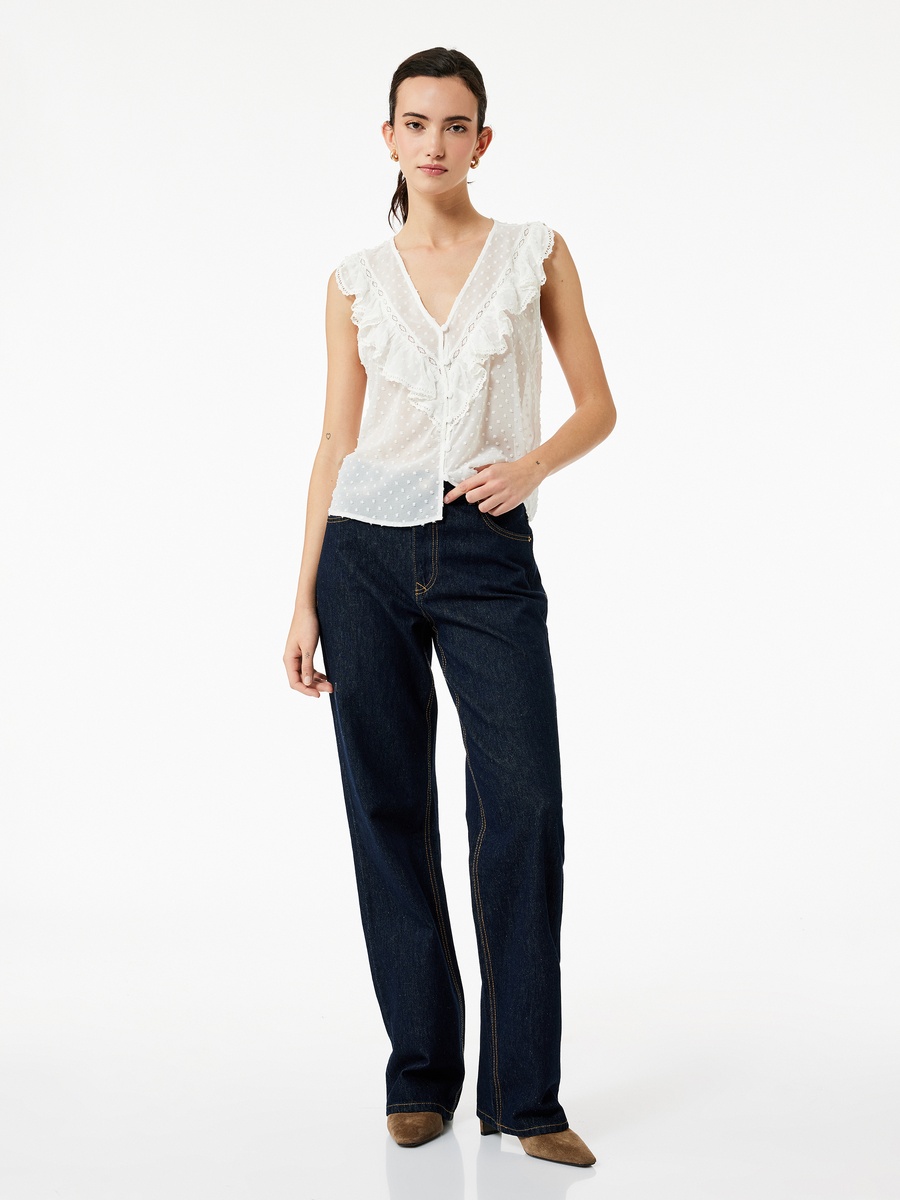 Ruffled Sleeveless Chiffon Shirt