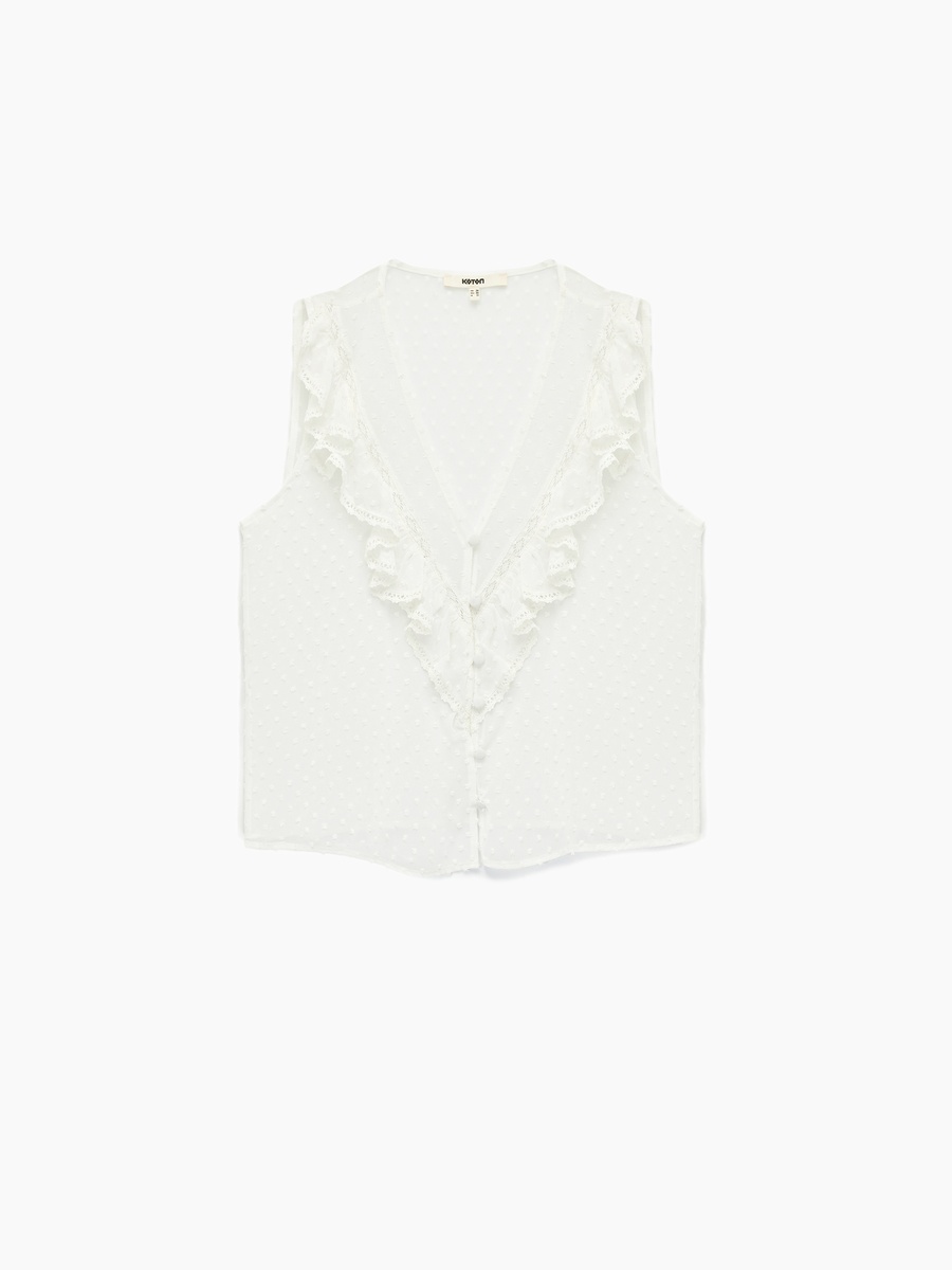 Ruffled Sleeveless Chiffon Shirt