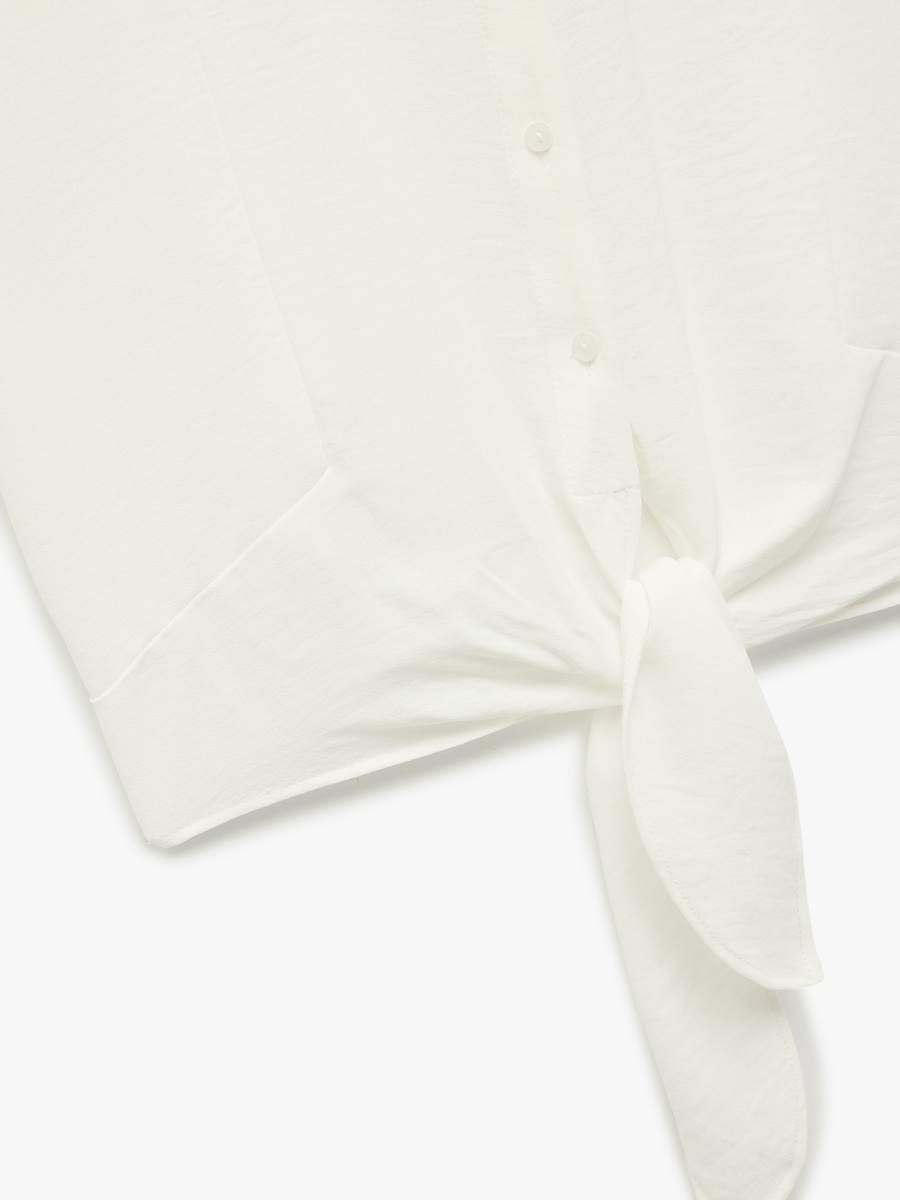 Solid Short Sleeves Crop Shirt