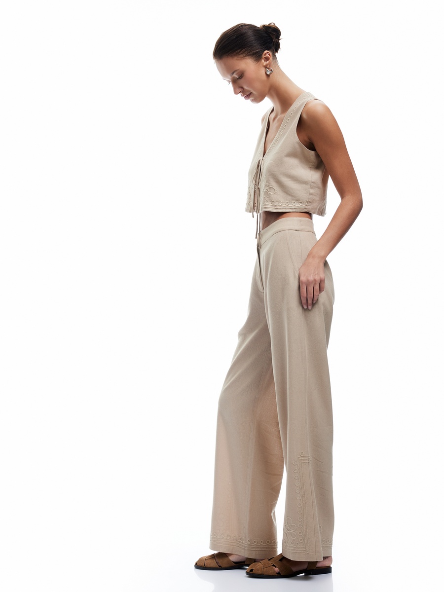 High-Rise Embroidered Pants