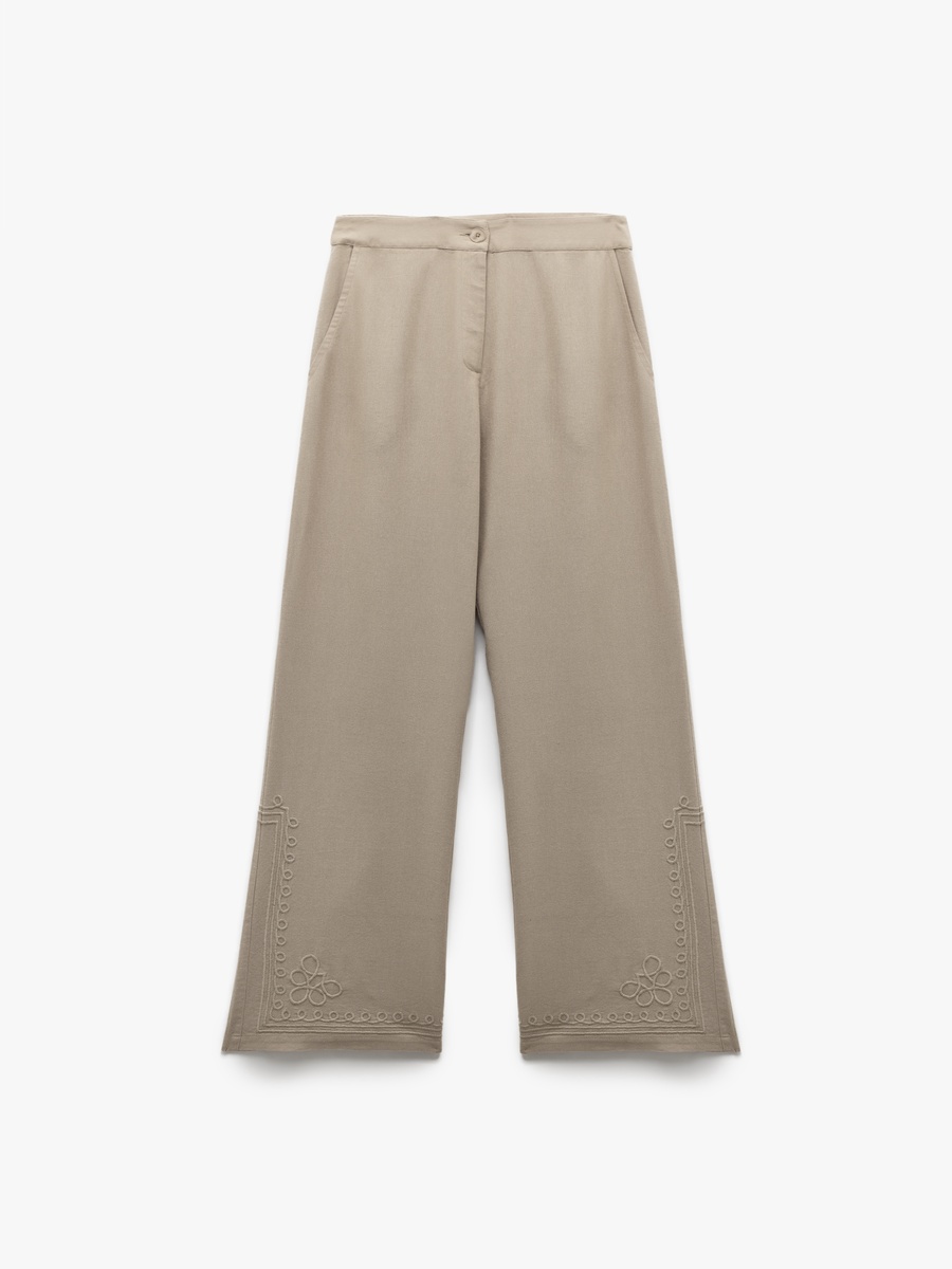 High-Rise Embroidered Pants
