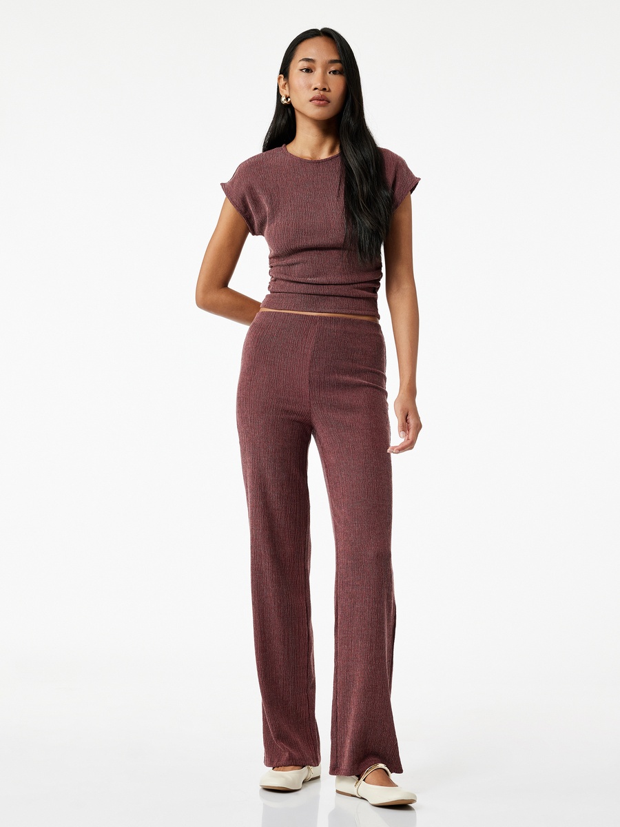 Crinkled Straight Leg Pants