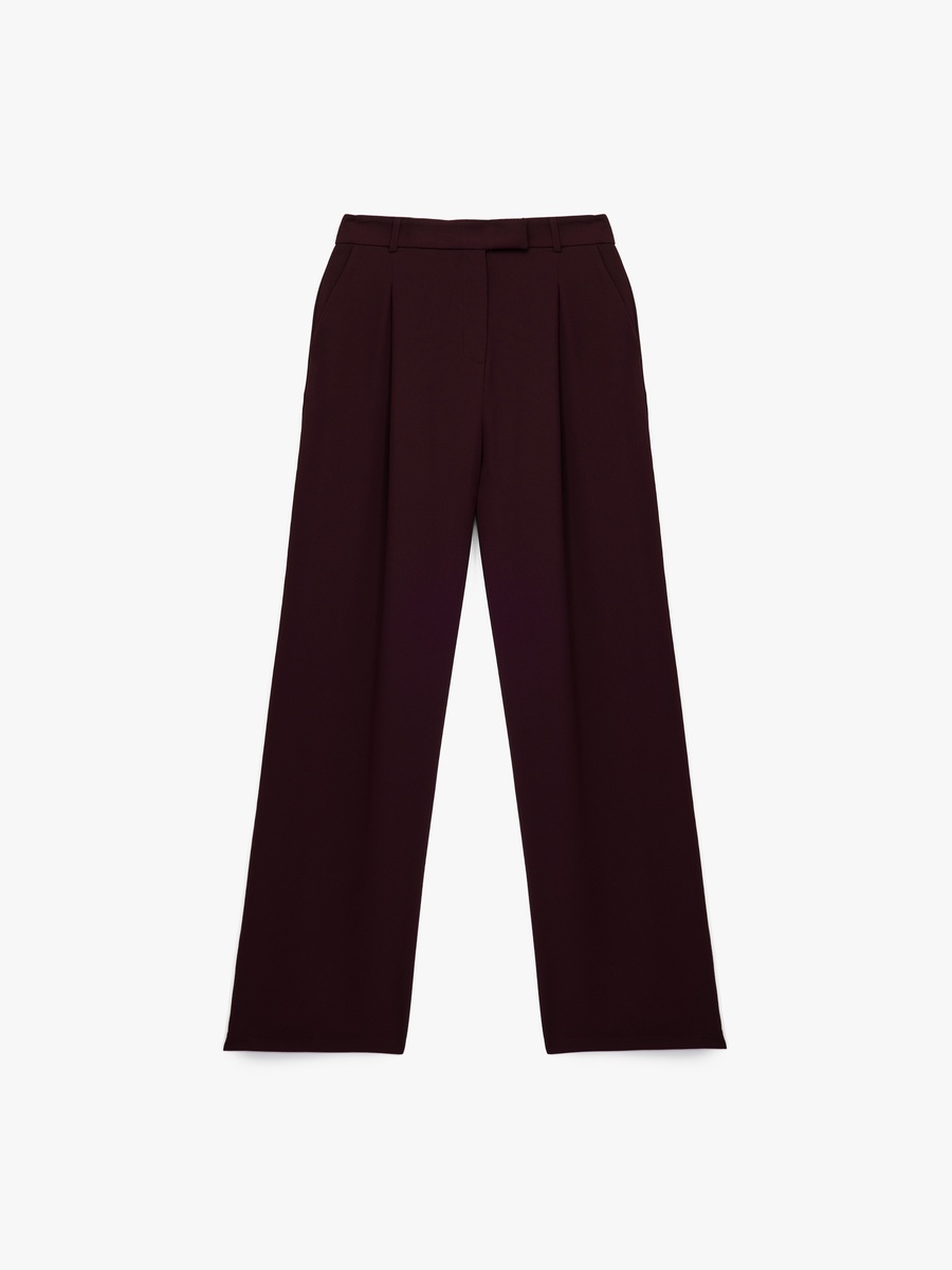 High Rise Pleated Crepe Pants