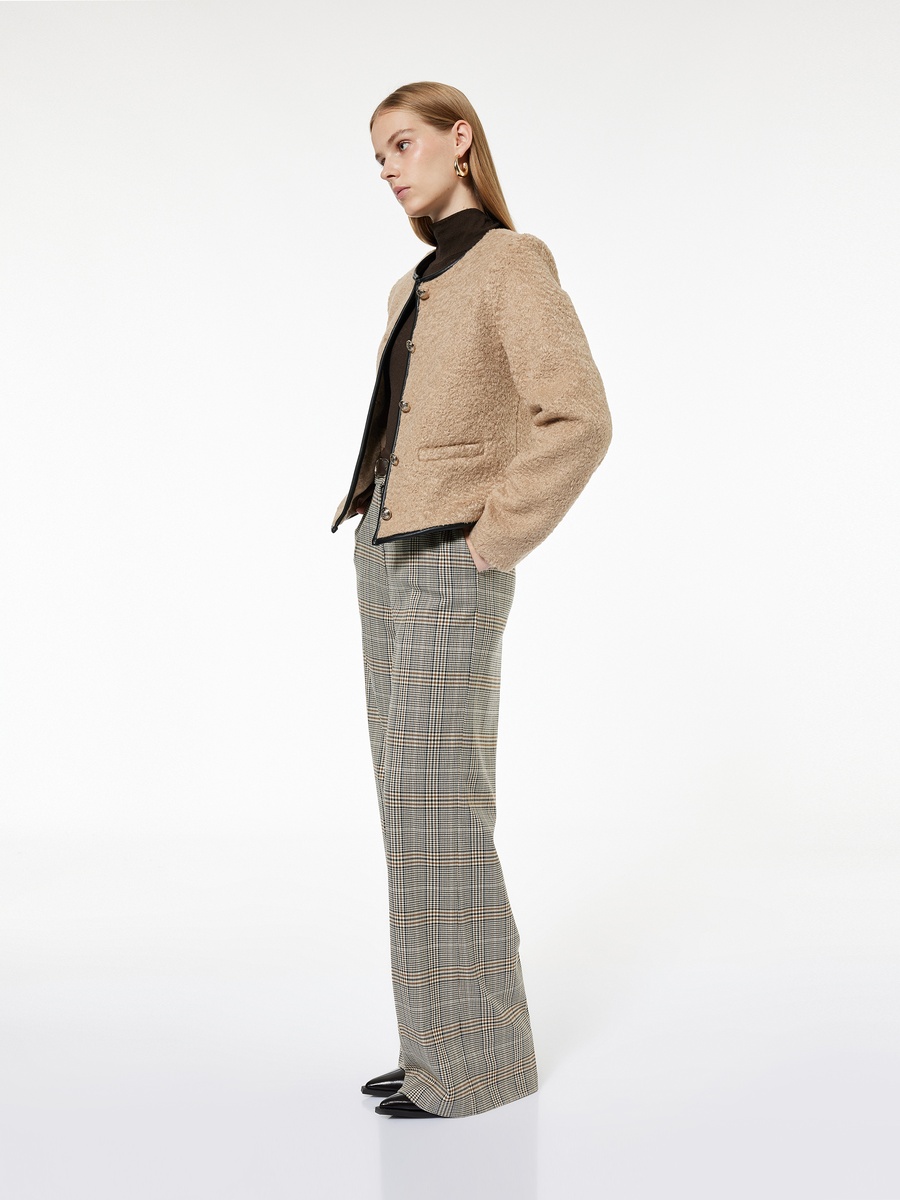 High Waist Plaid Wide Leg Pants with Belt Detail