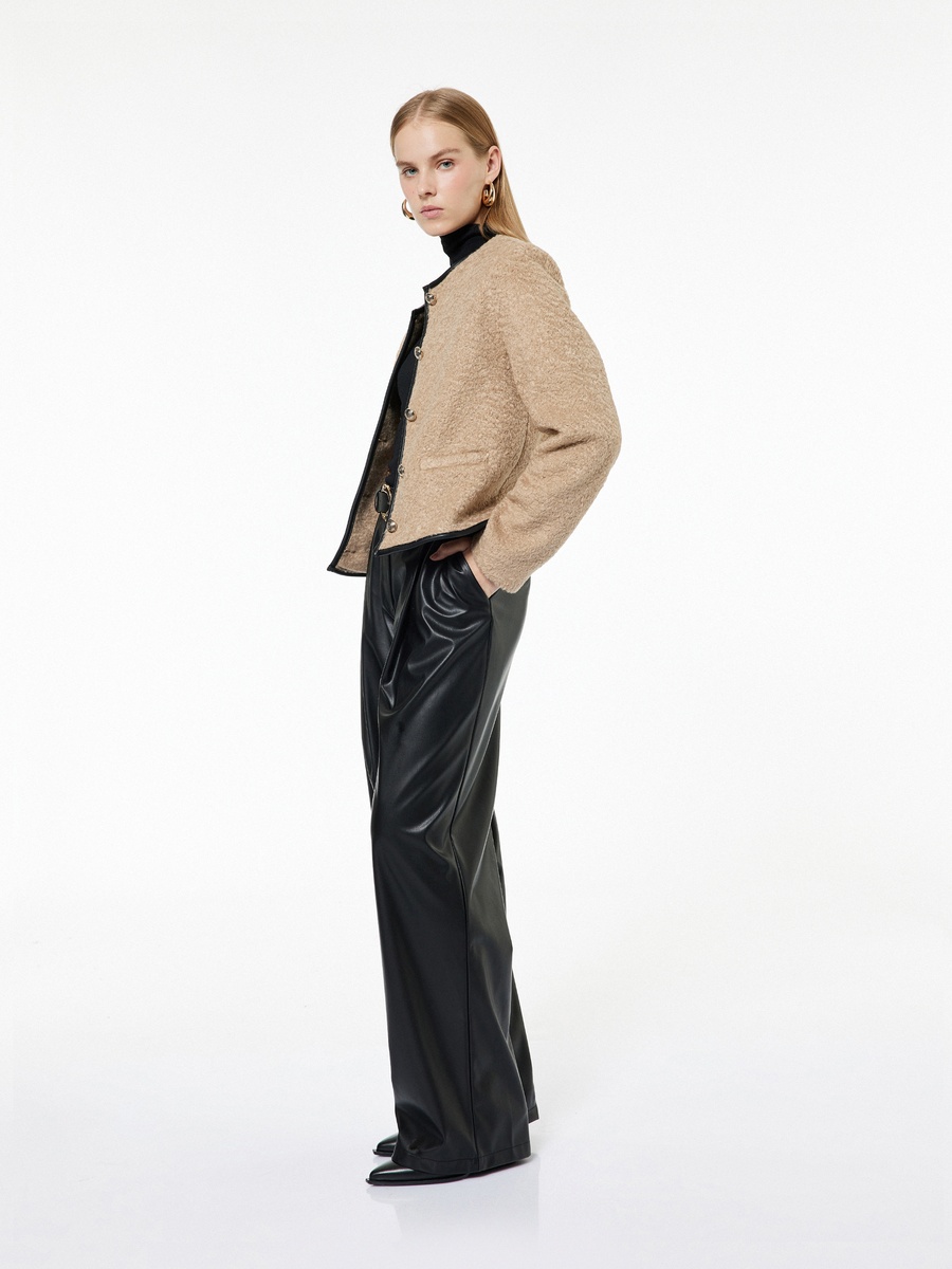 High Waist Pocket Detail Faux Leather Pants