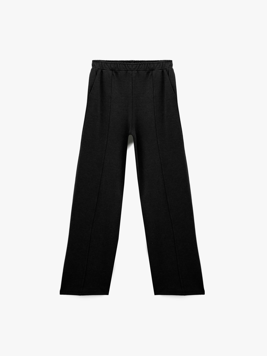 Fleece Pintuck Wide Leg Sweatpants