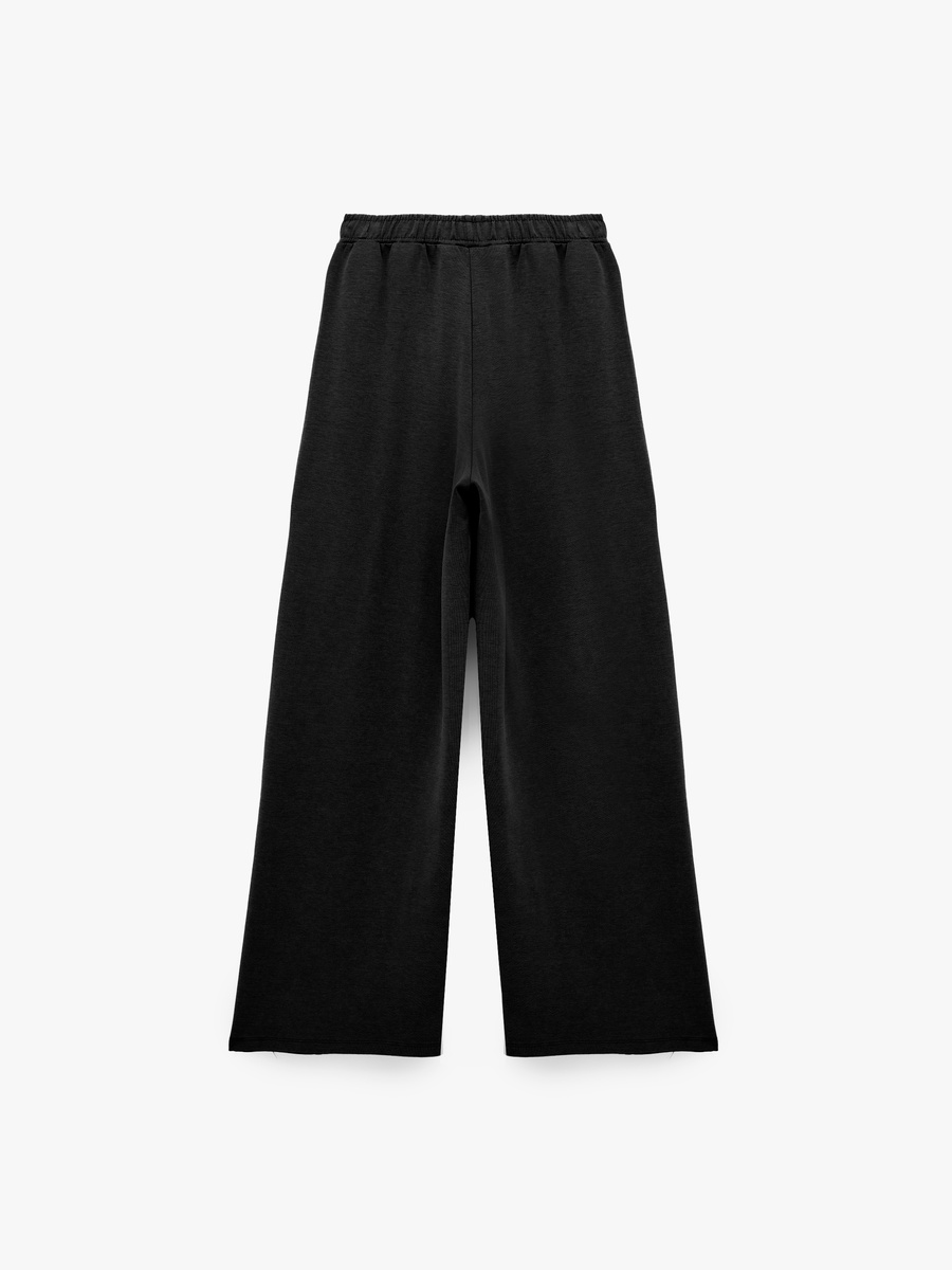 Fleece Pintuck Wide Leg Sweatpants