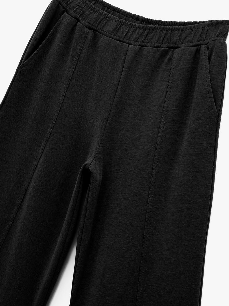 Fleece Pintuck Wide Leg Sweatpants