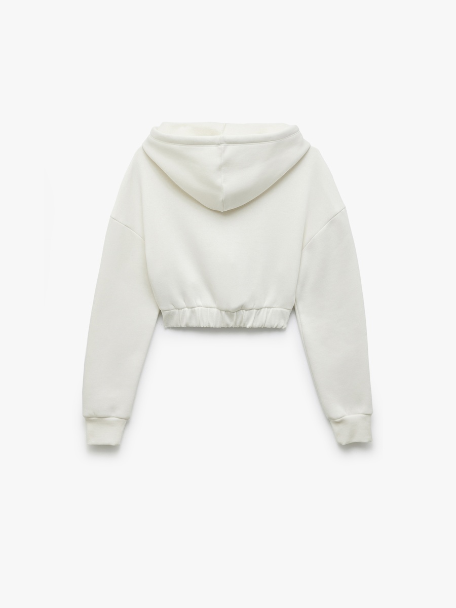 Corset-Detailed Zippered Hooded Crop Sweatshirt