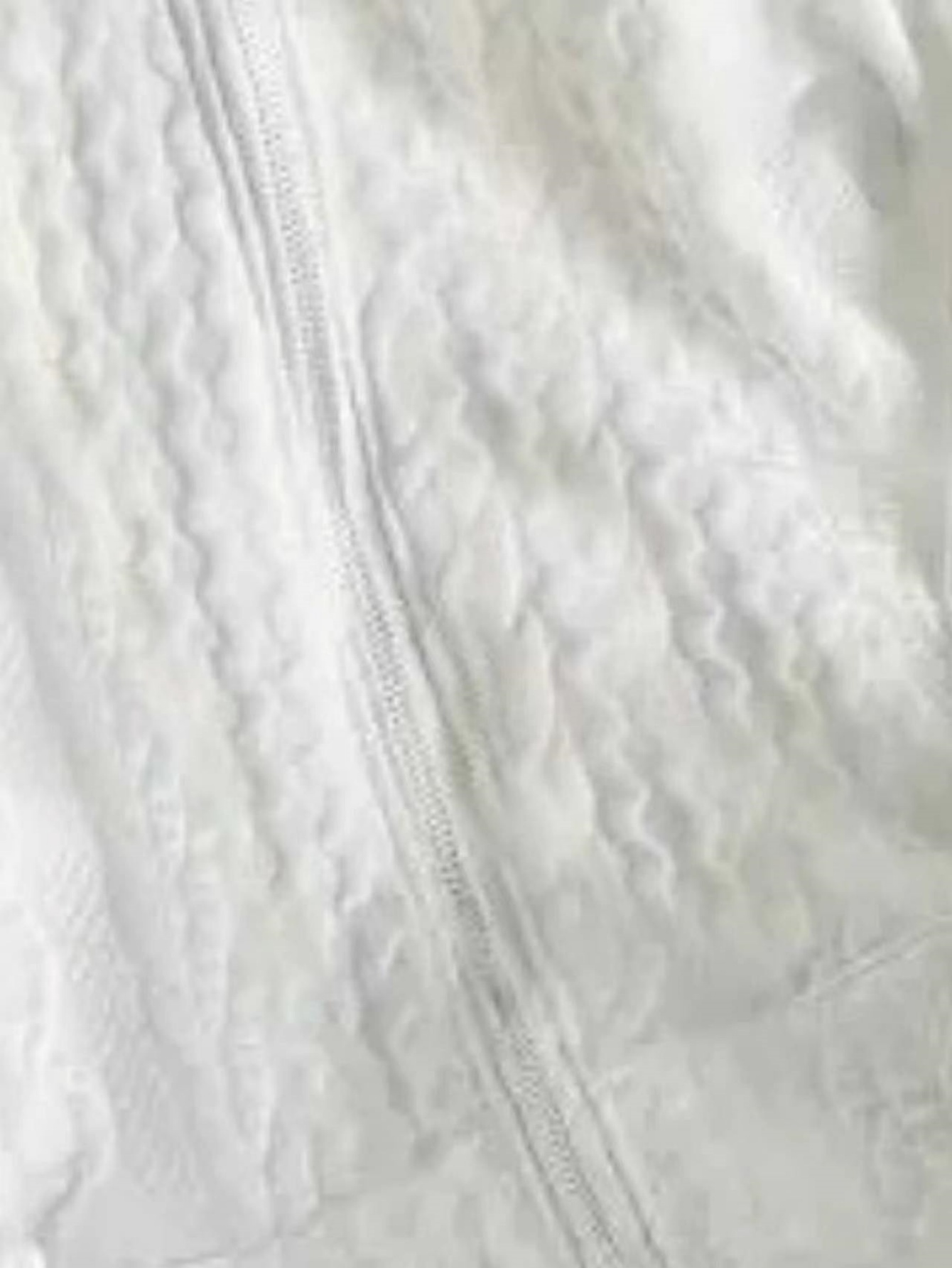 White Zip-Up Quilted Hoodie