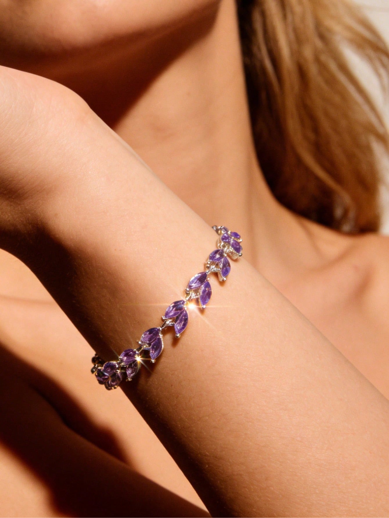 Purple Amethyst Bangle Bracelet for Women - Casual Wear.