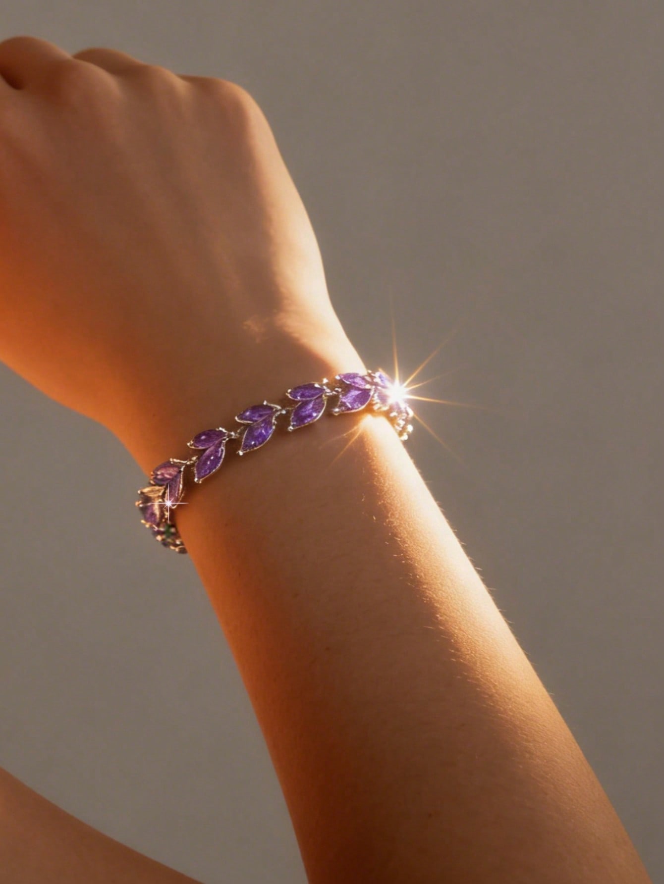 Purple Amethyst Bangle Bracelet for Women - Casual Wear.
