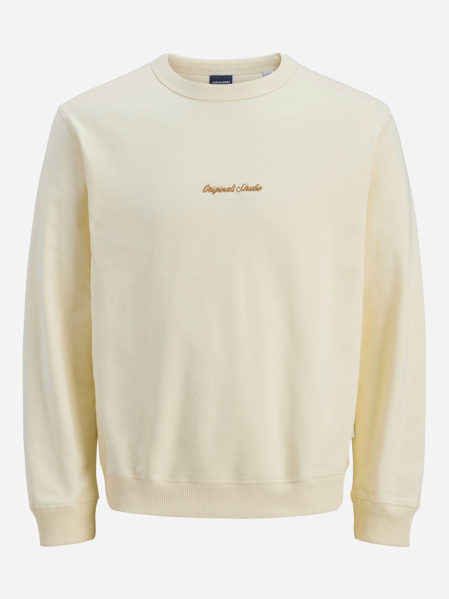 Cream Pullover Sweatshirt with Long Sleeves