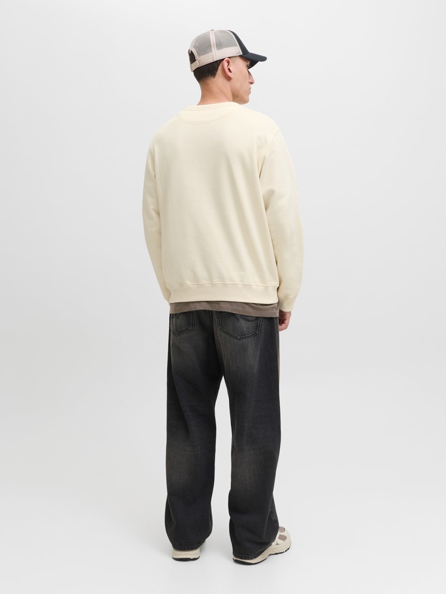 Cream Pullover Sweatshirt with Long Sleeves