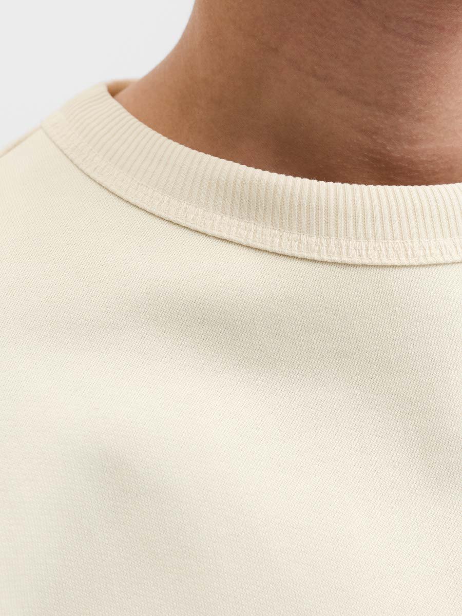 Cream Pullover Sweatshirt with Long Sleeves