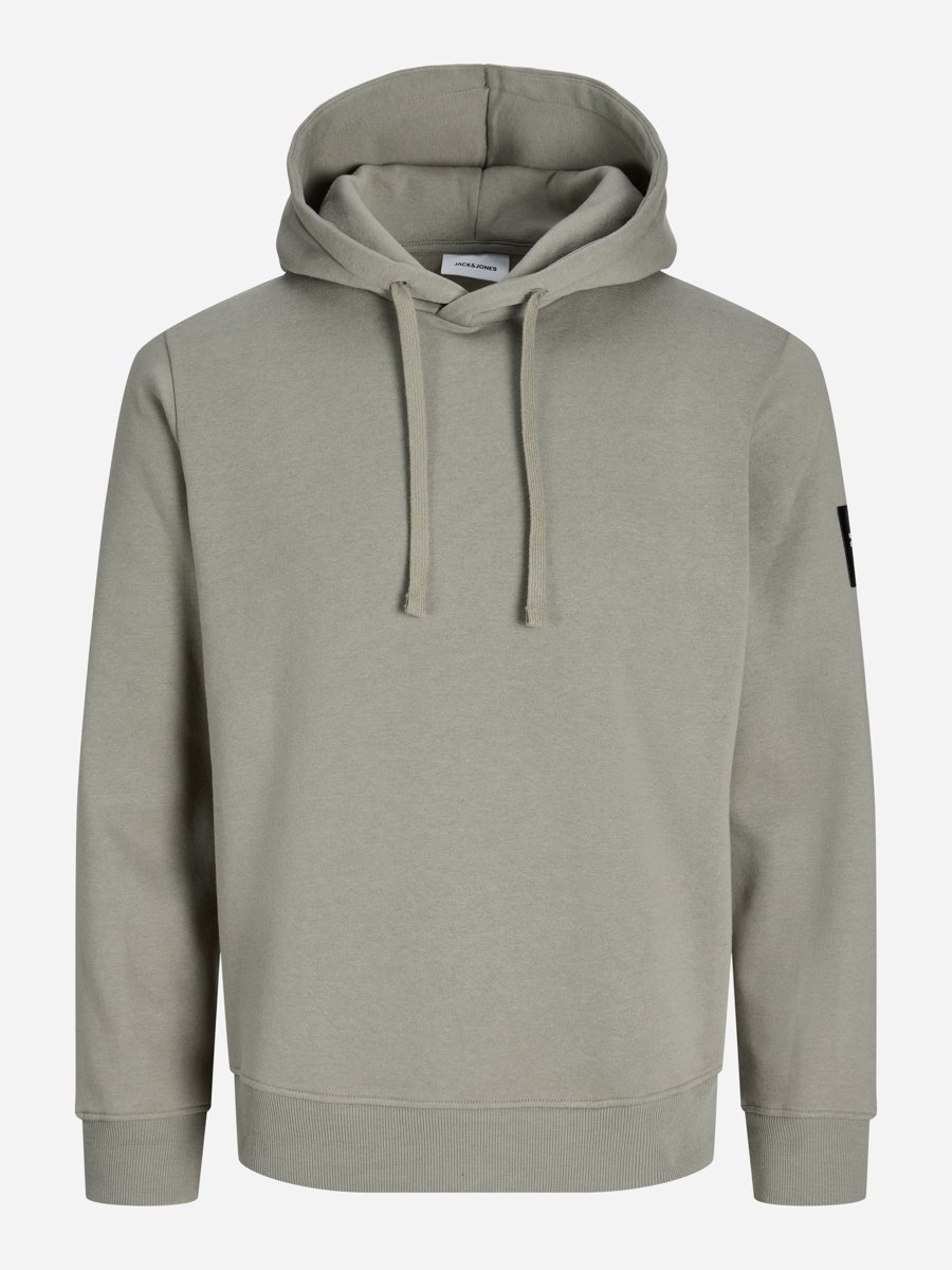 Khaki Pullover Hoodie with Badge Detail