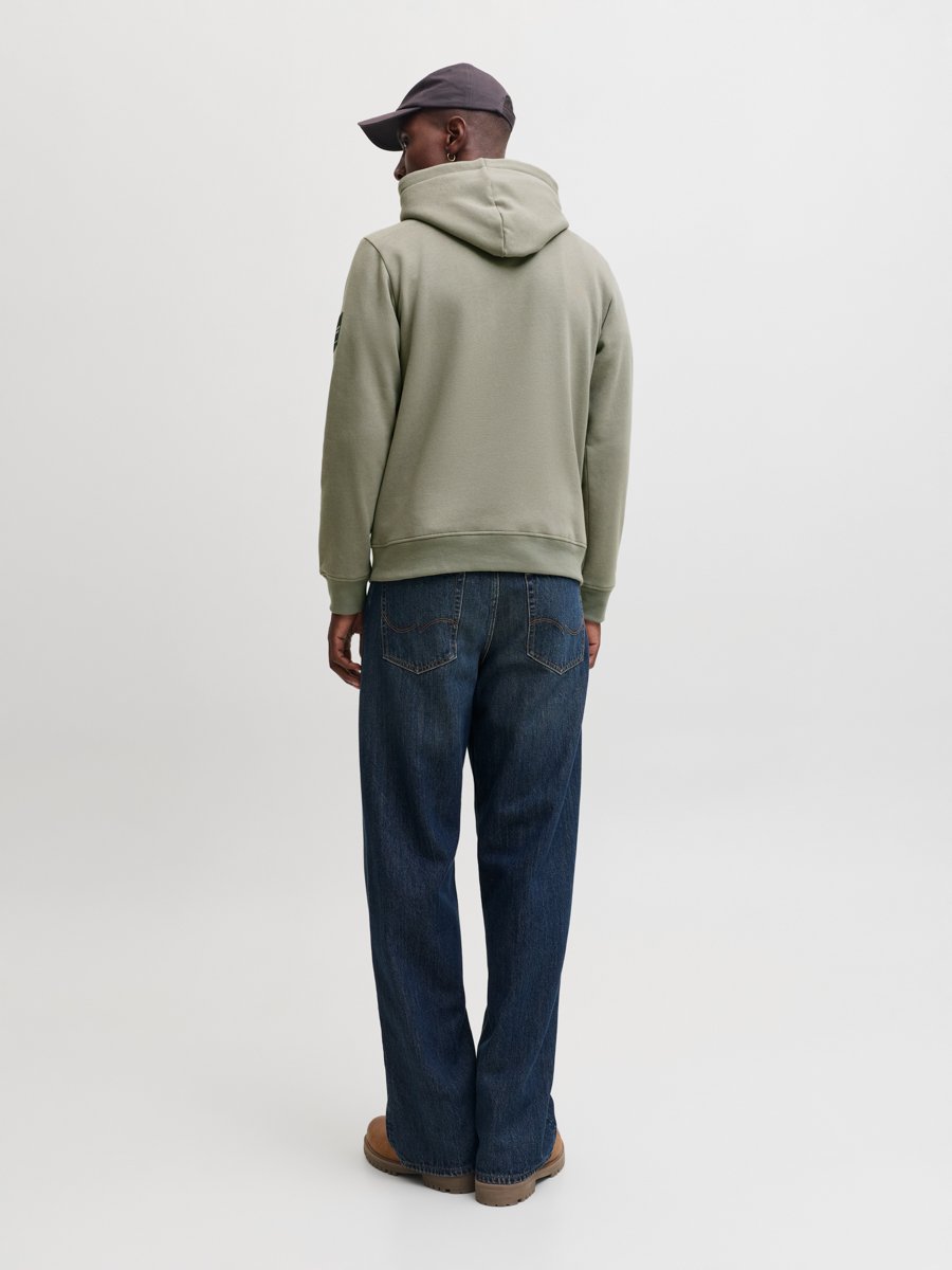 Khaki Pullover Hoodie with Badge Detail