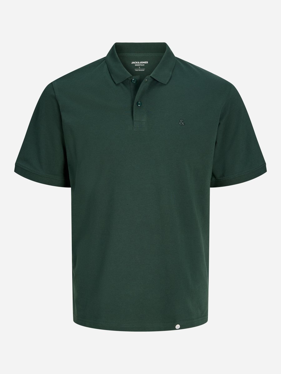 Dark Green Solid Cotton Polo