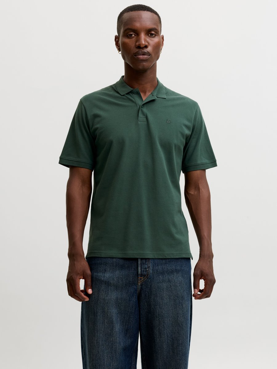Dark Green Solid Cotton Polo
