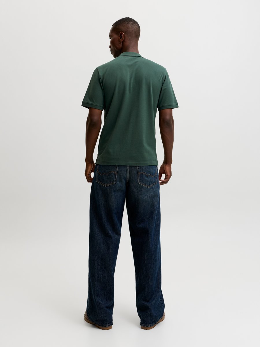 Dark Green Solid Cotton Polo