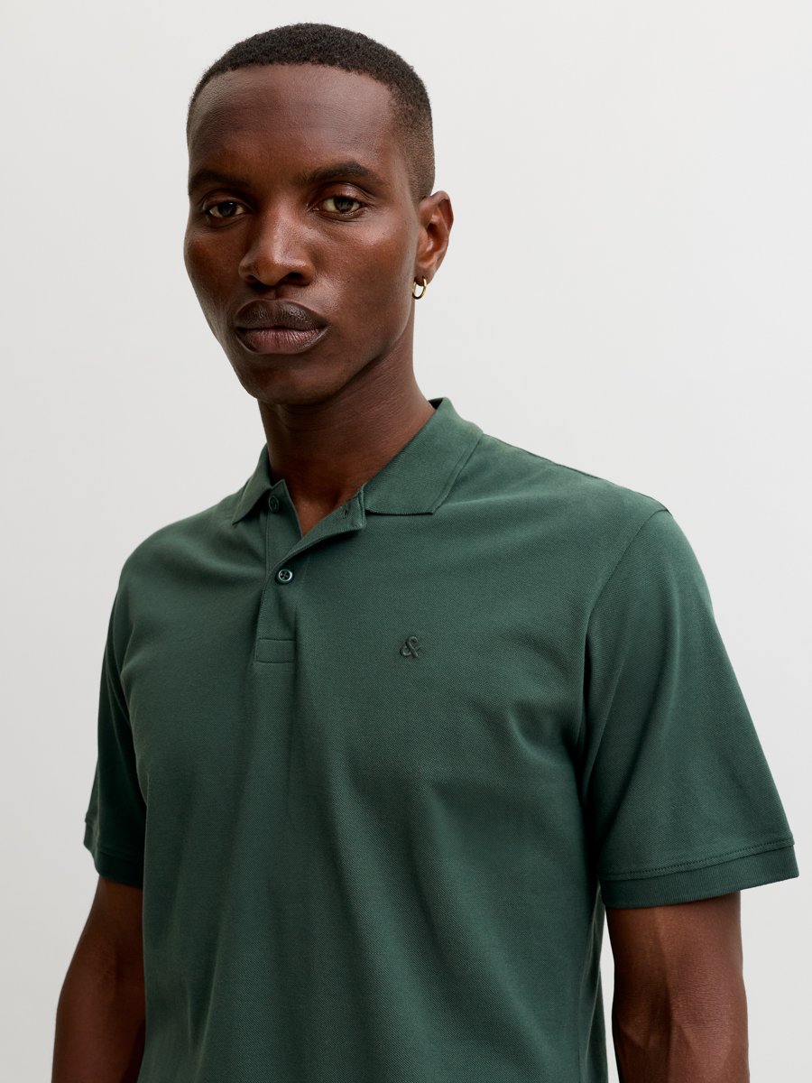 Dark Green Solid Cotton Polo