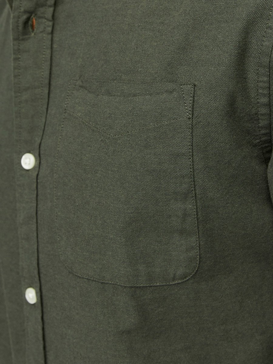Dark Green JJEOXFORD Solid Button-Down Oxford Shirt