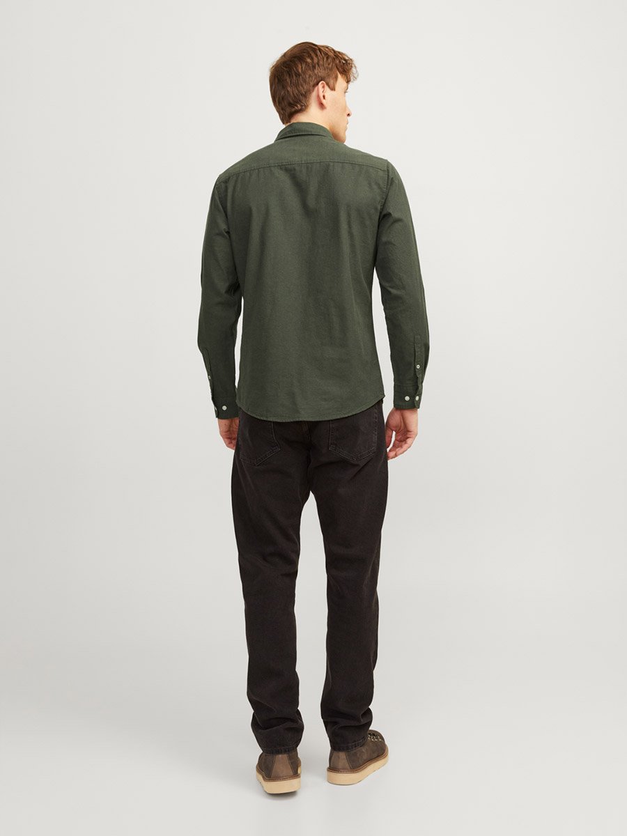 Dark Green JJEOXFORD Solid Button-Down Oxford Shirt